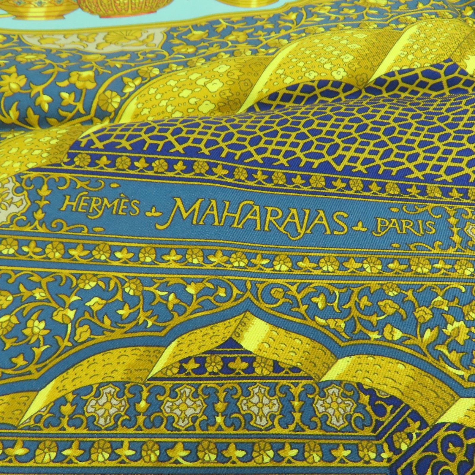 HERMES 丝质Scarf丝巾蓝色橙色90X90cm