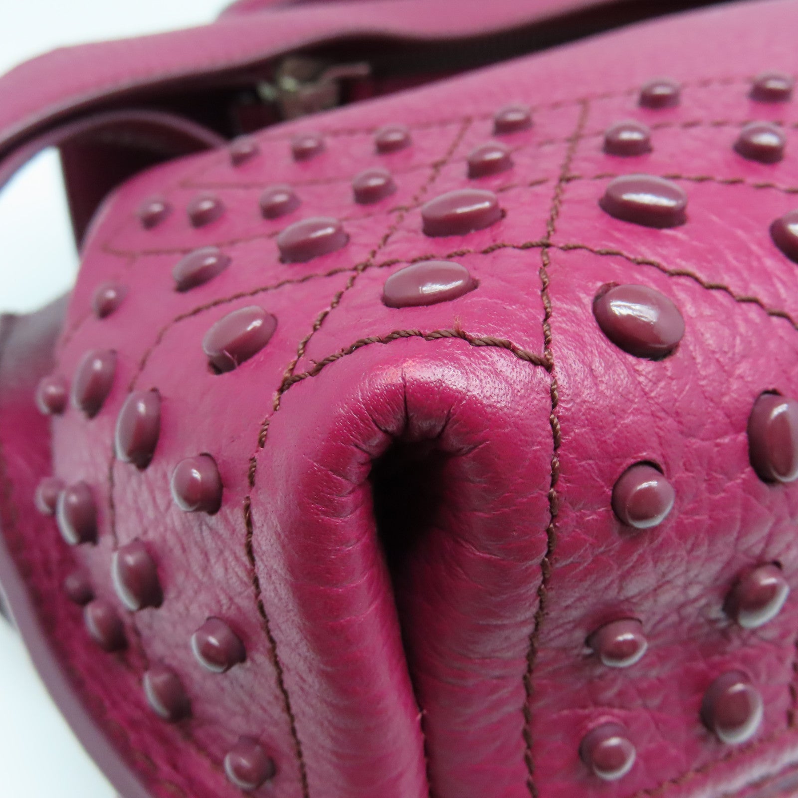 TOD'S 牛皮皮革2way Shoulder Bag银扣手挽肩背两用袋紫色