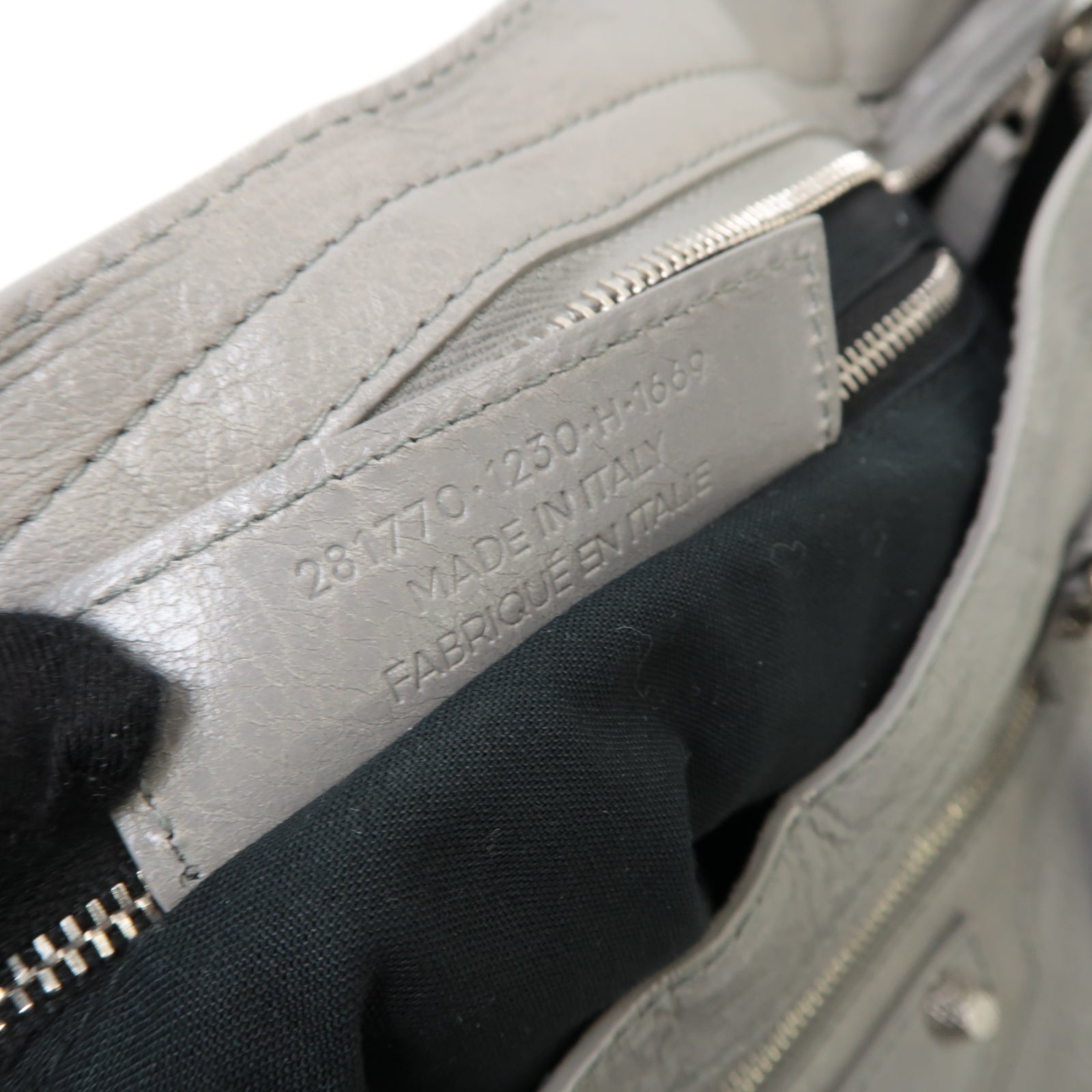 BALENCIAGA 牛皮皮革Giant City Bag銀扣手挽肩背兩用袋灰色