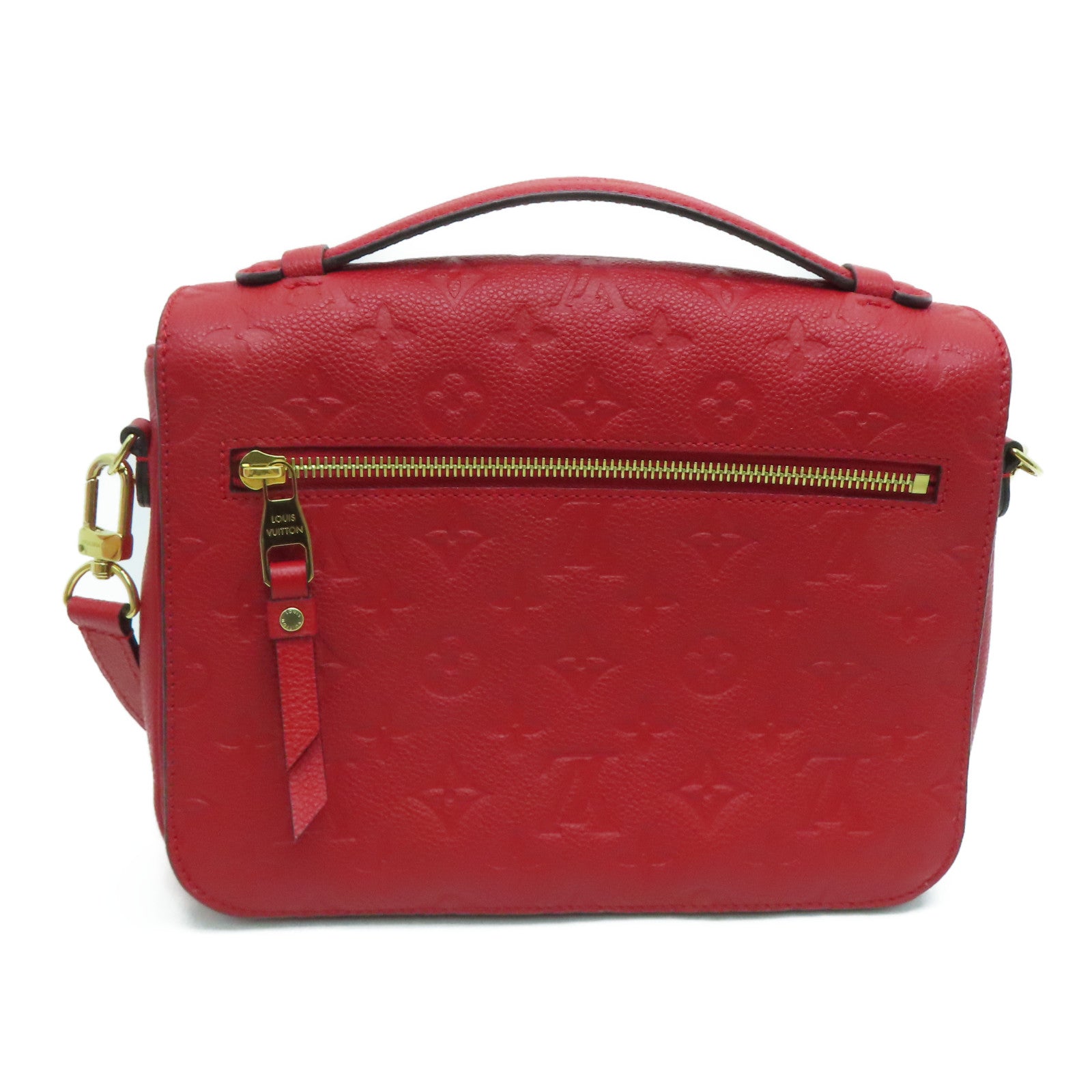 LOUIS VUITTON Monogram Empreinte Pochette Metis Gold Buckle Chain Shoulder Bag Red