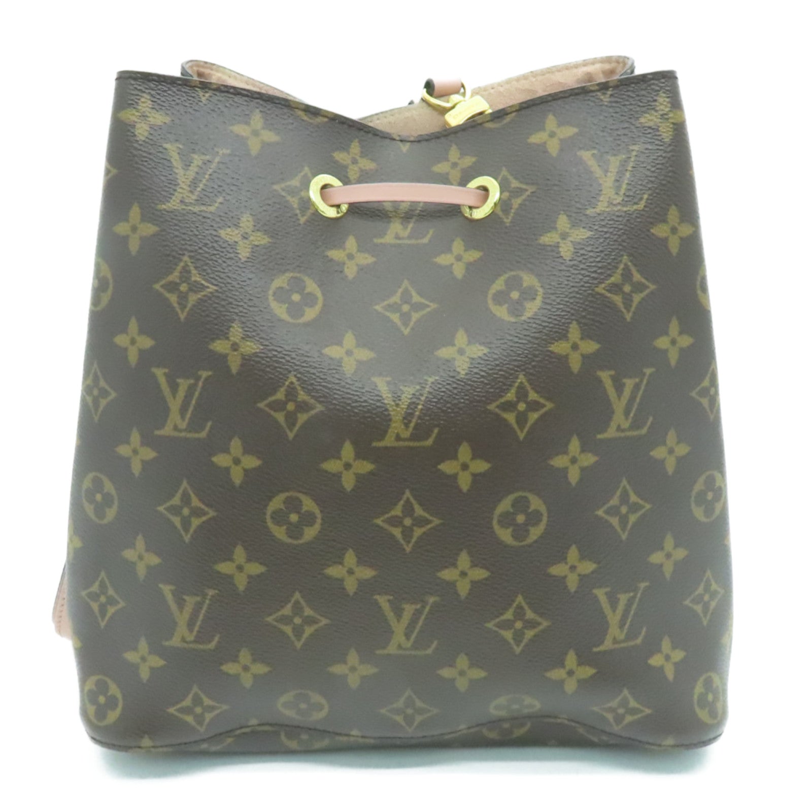 LOUIS VUITTON Monogram Neo Noe MM Gold Buckle Shoulder Bag Brown