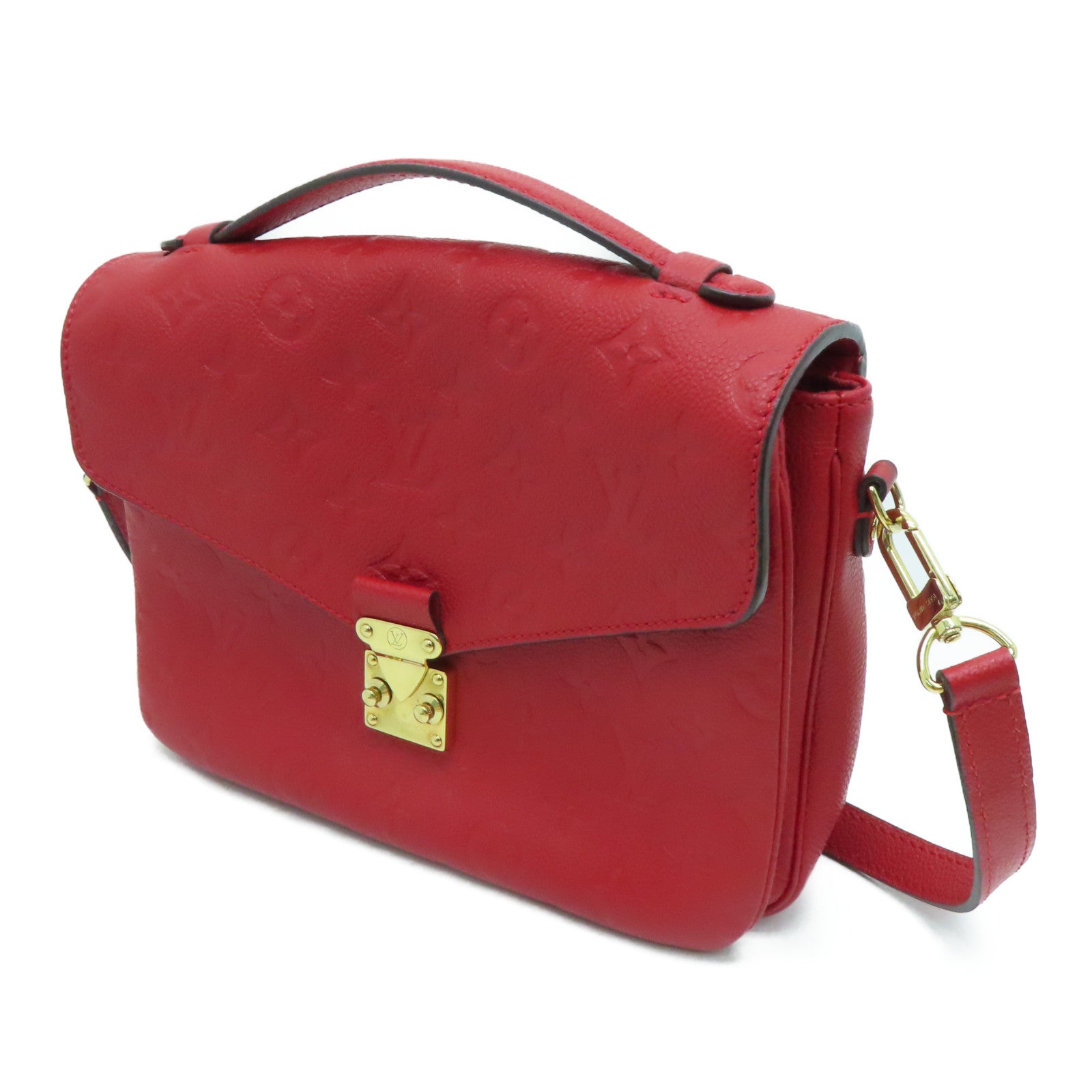 LOUIS VUITTON Monogram Empreinte Pochette Metis Gold Buckle Chain Shoulder Bag Red