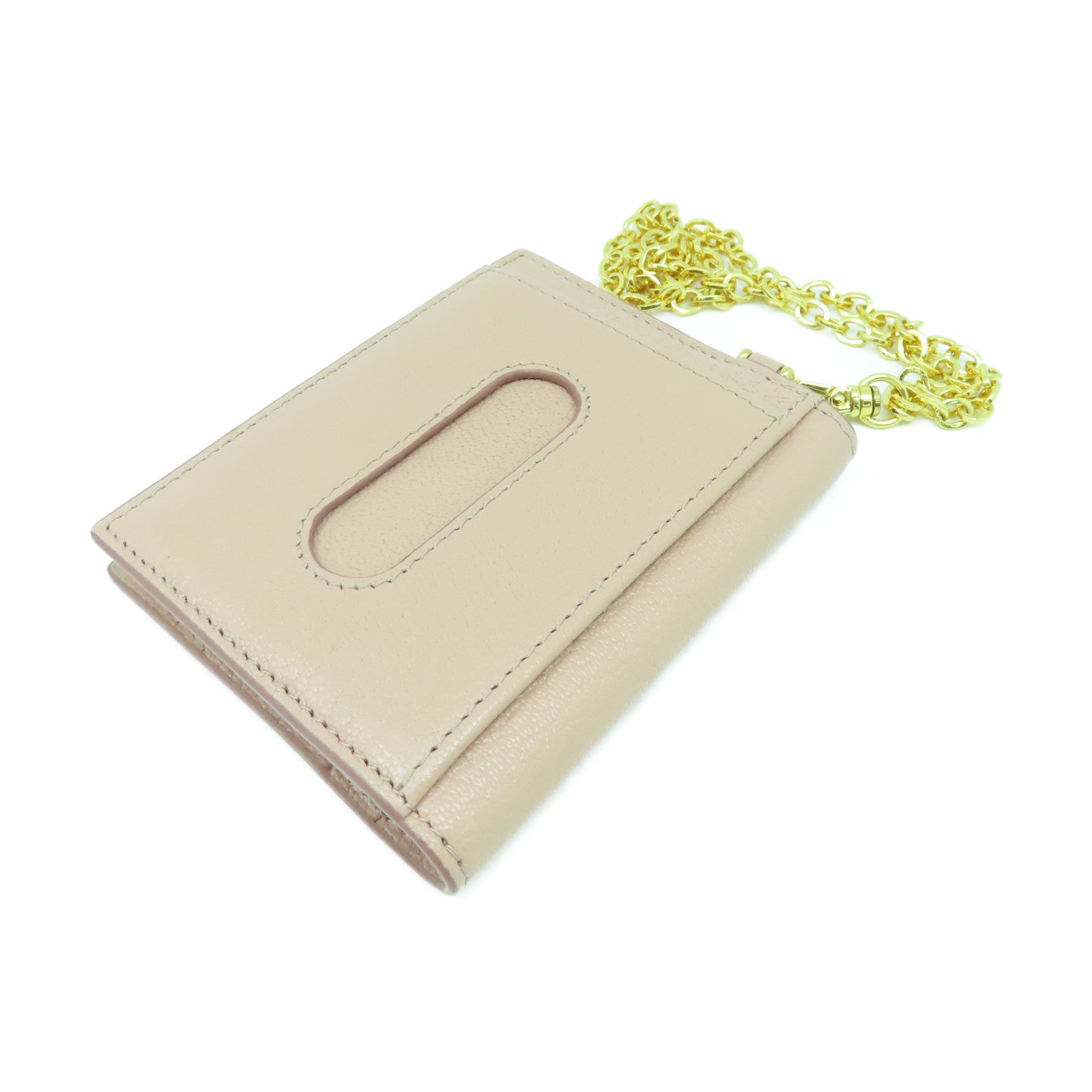 Miu Miu 牛皮皮革Card Case金扣卡片套粉紅色