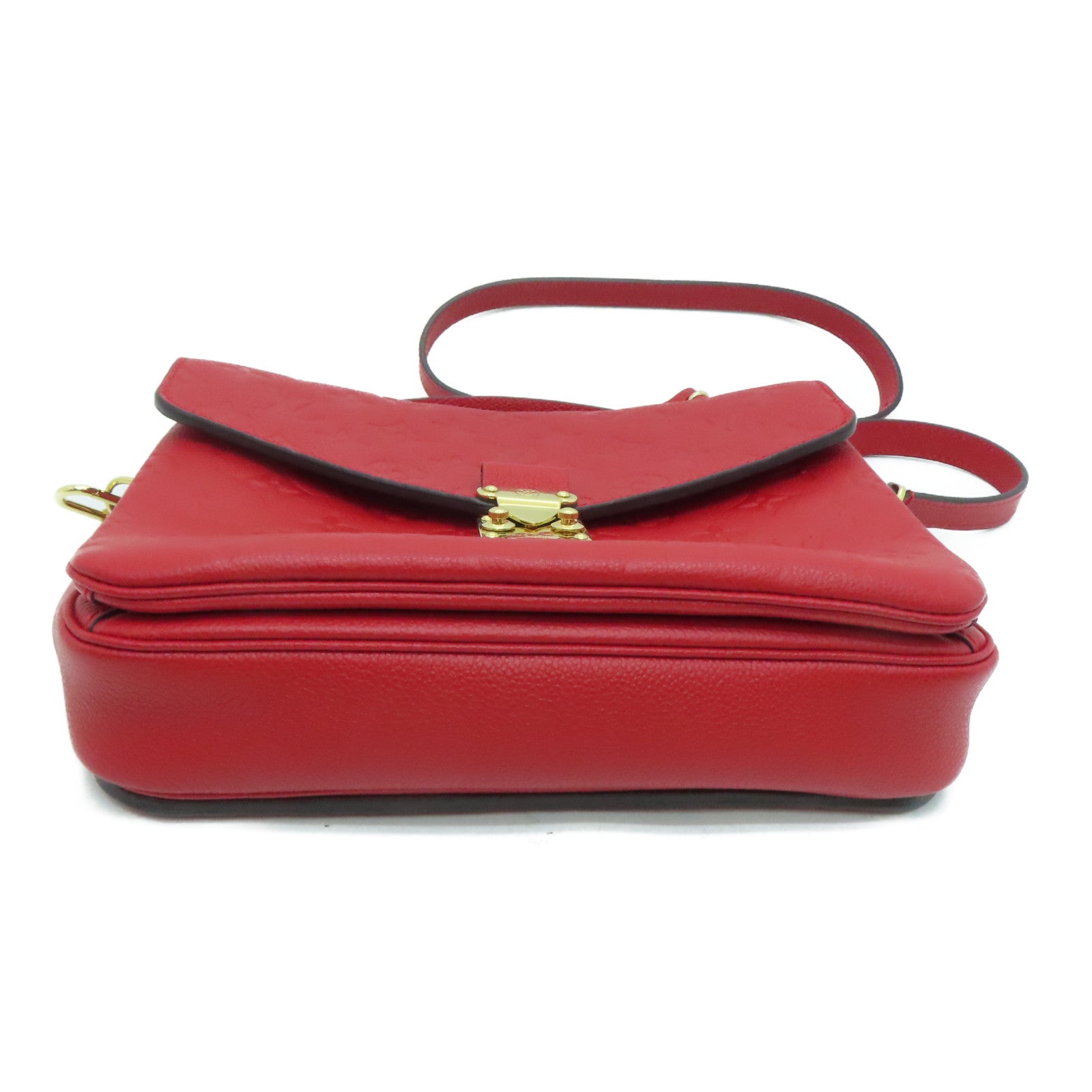 LOUIS VUITTON Monogram Empreinte Pochette Metis Gold Buckle Chain Shoulder Bag Red