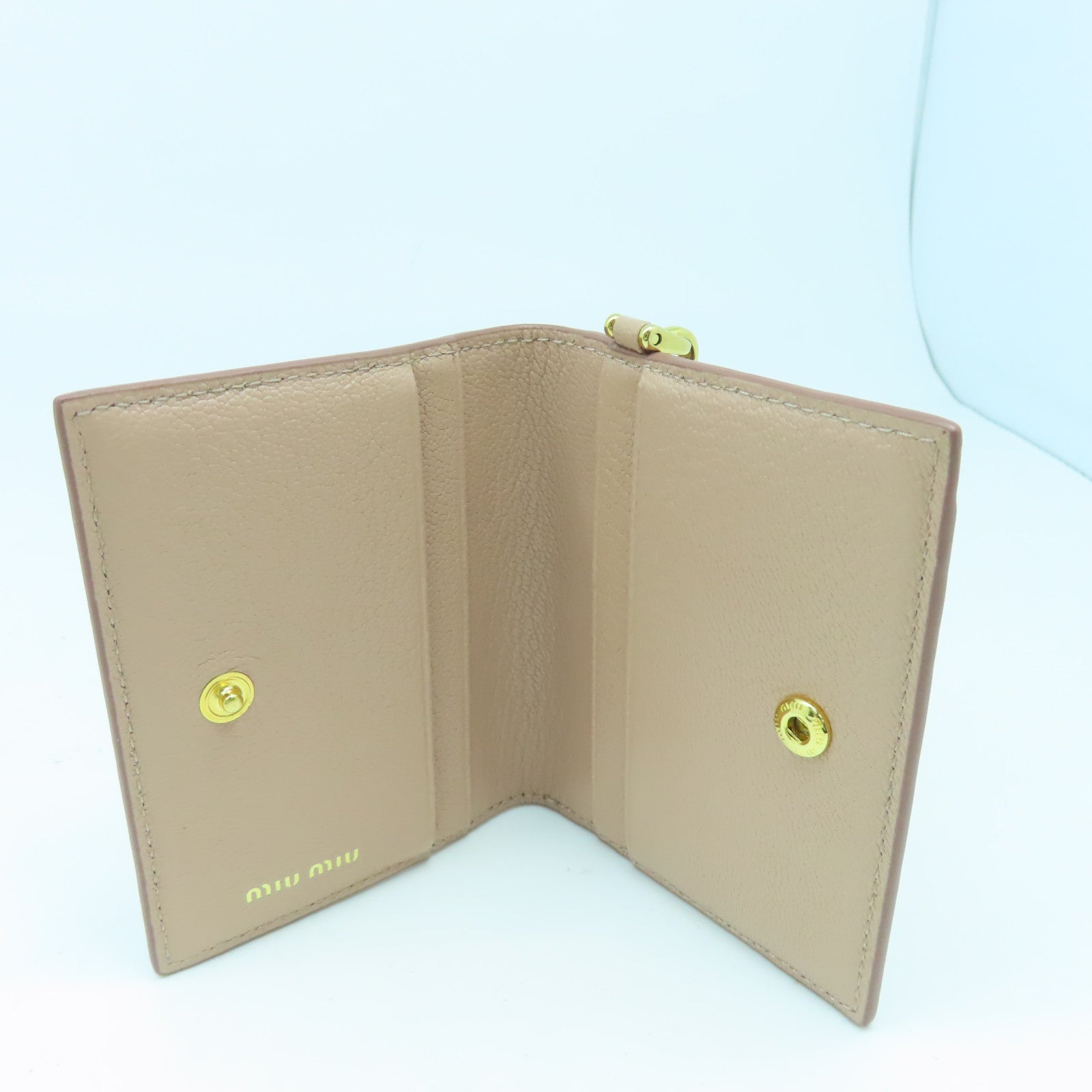 Miu Miu 牛皮皮革Card Case金扣卡片套粉紅色