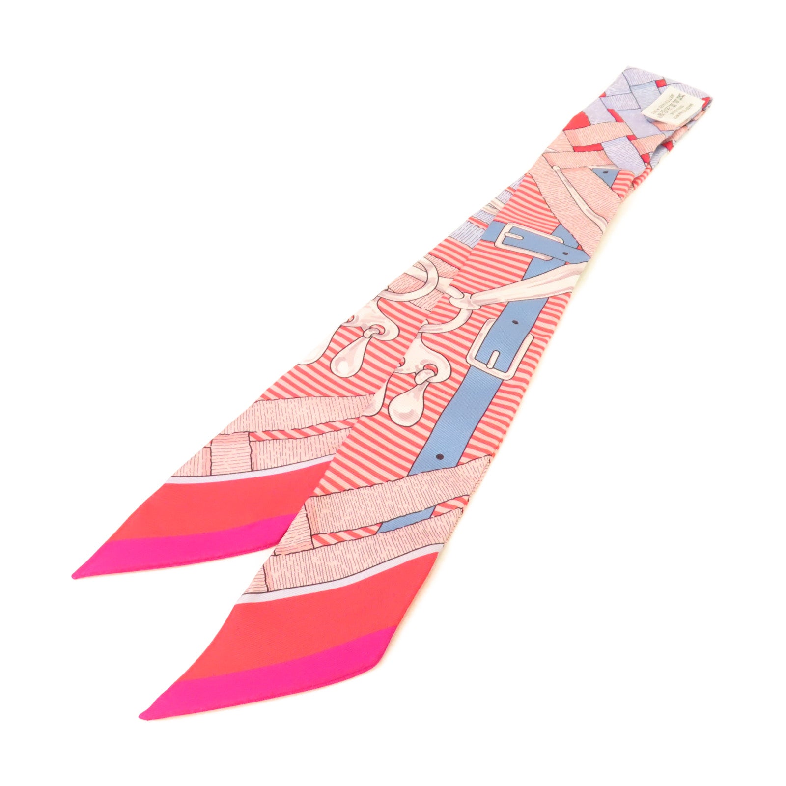 HERMES 絲質Twilly Scarf絲巾紅色/粉紅色/彩色