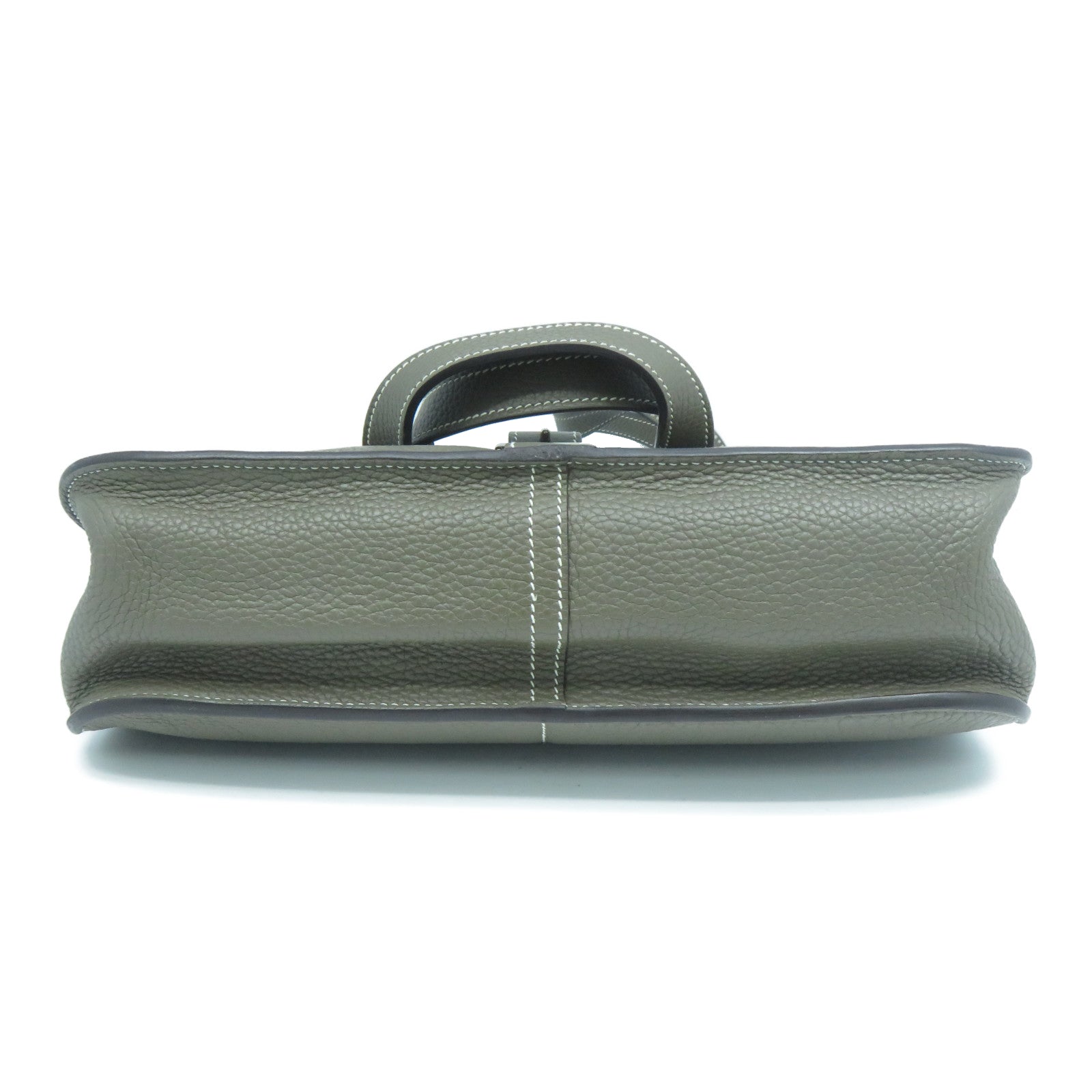 HERMES Clemence皮革Halzan 31銀扣手挽肩背兩用袋Etoupe大象灰色