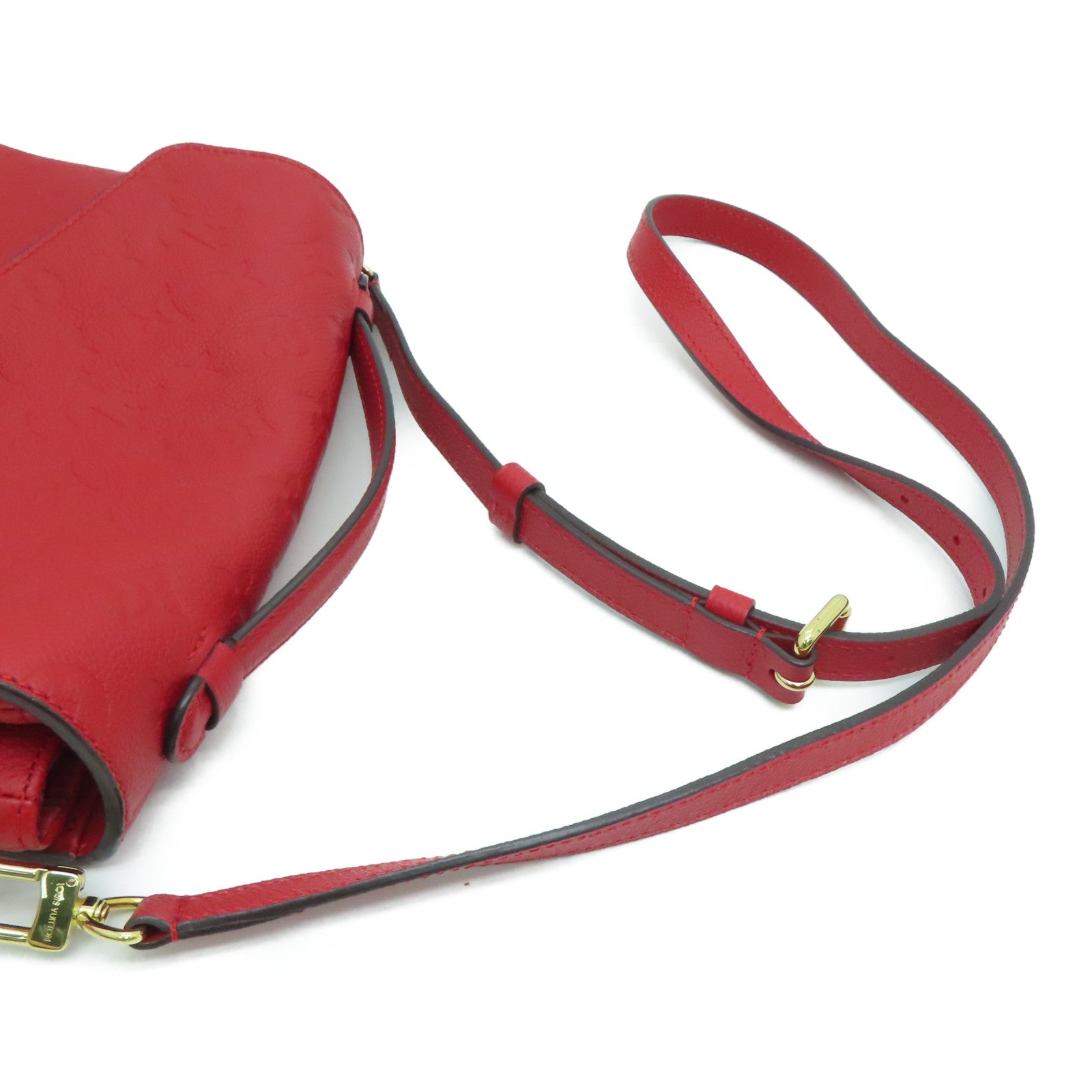 LOUIS VUITTON Monogram Empreinte Pochette Metis Gold Buckle Chain Shoulder Bag Red