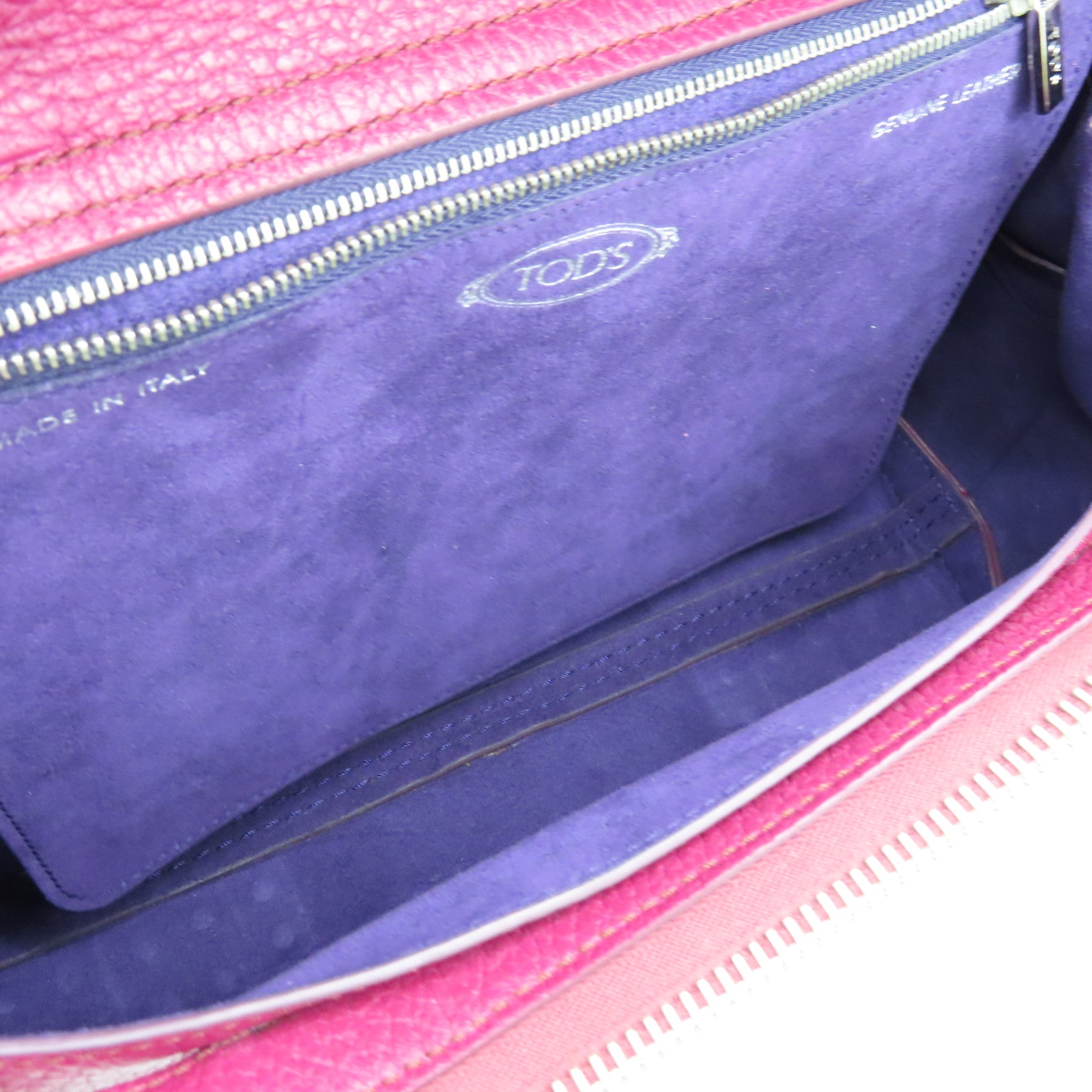 TOD'S 牛皮皮革2way Shoulder Bag银扣手挽肩背两用袋紫色