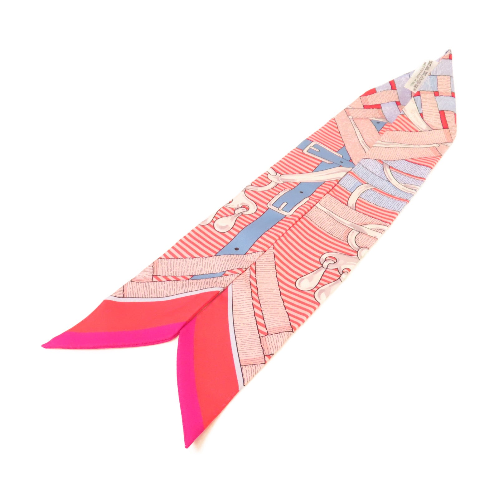 HERMES 絲質Twilly Scarf絲巾紅色/粉紅色/彩色