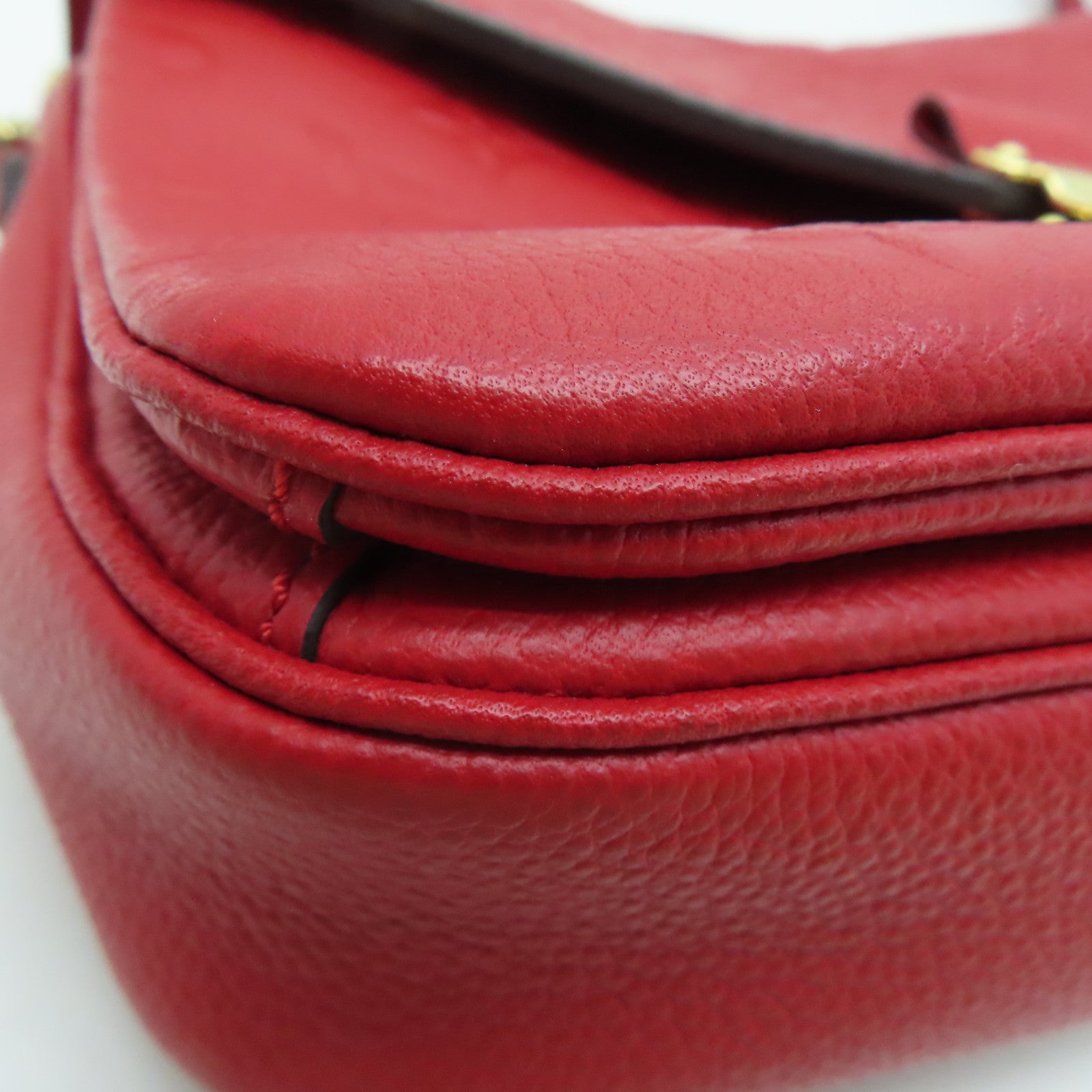 LOUIS VUITTON Monogram Empreinte Pochette Metis Gold Buckle Chain Shoulder Bag Red