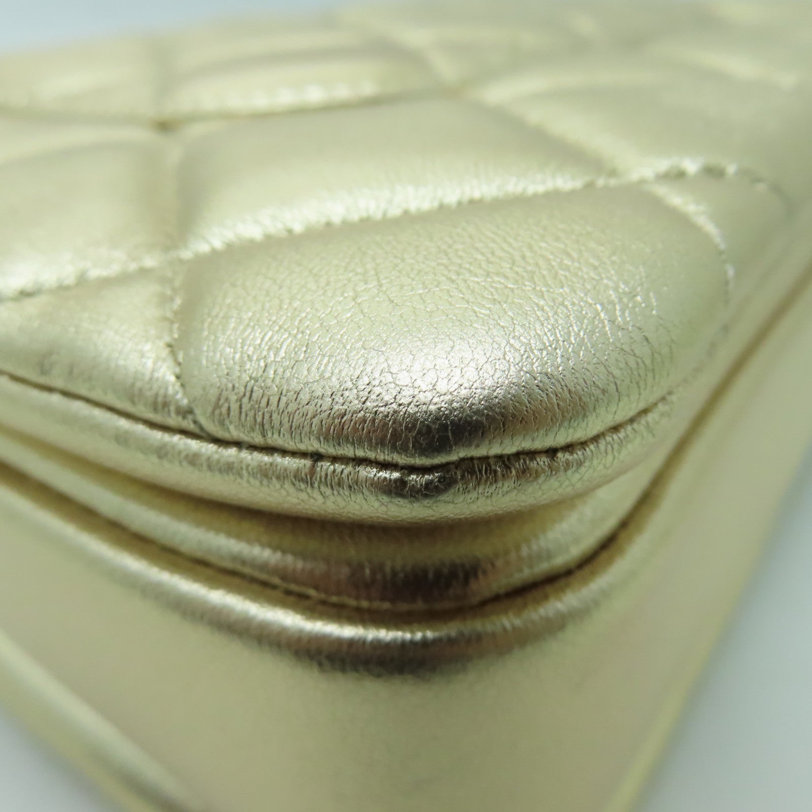 CHANEL 牛皮皮革Shoulder Bag金扣手挽肩背兩用袋金色