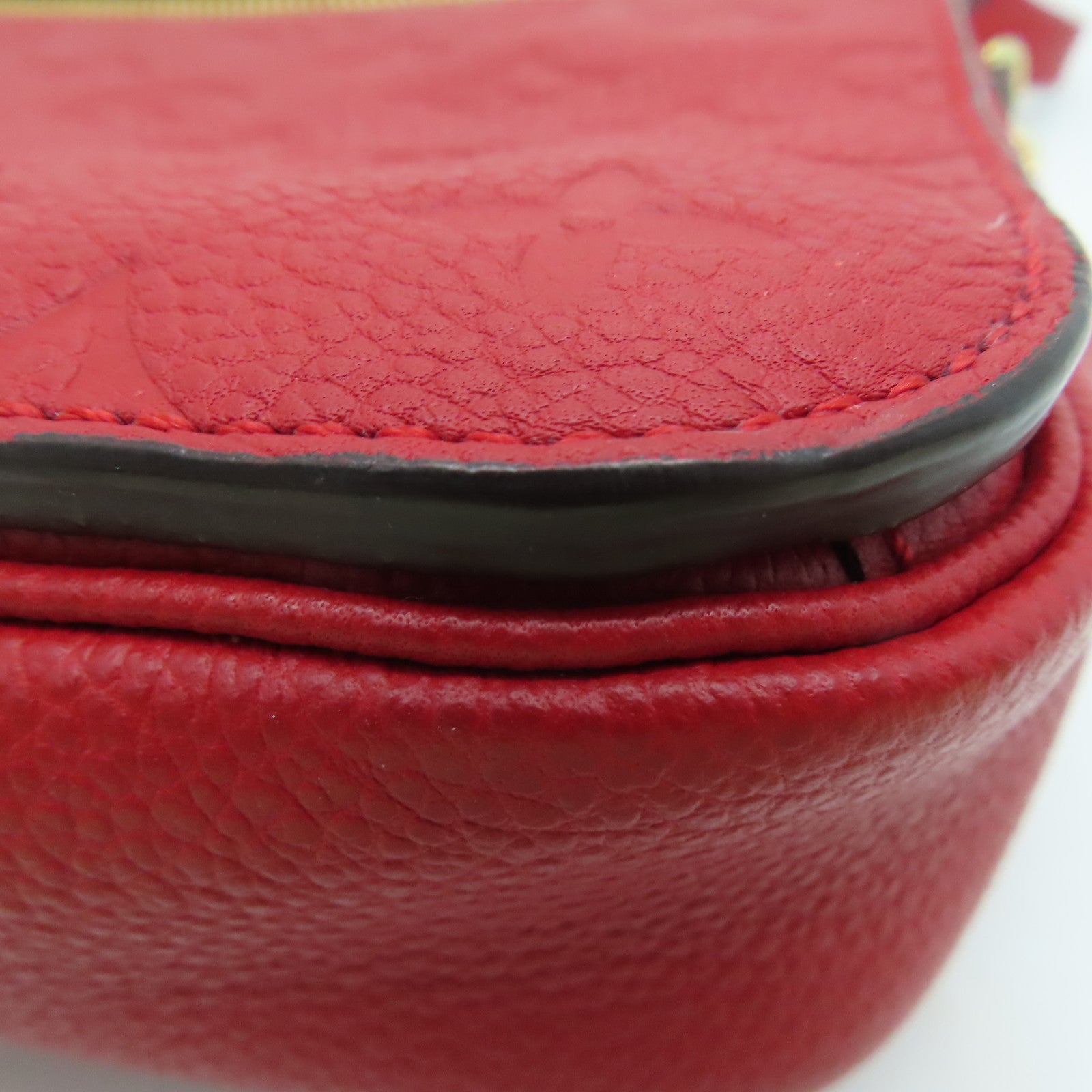 LOUIS VUITTON Monogram Empreinte Pochette Metis Gold Buckle Chain Shoulder Bag Red