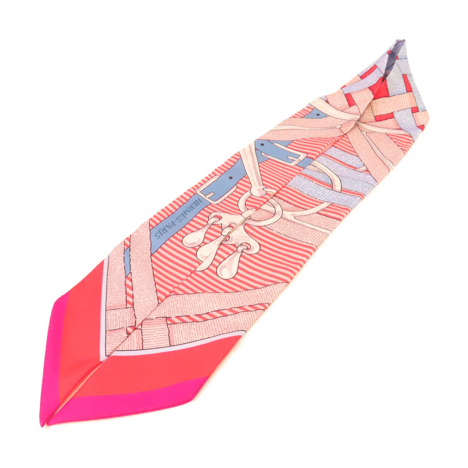 HERMES 絲質Twilly Scarf絲巾紅色/粉紅色/彩色