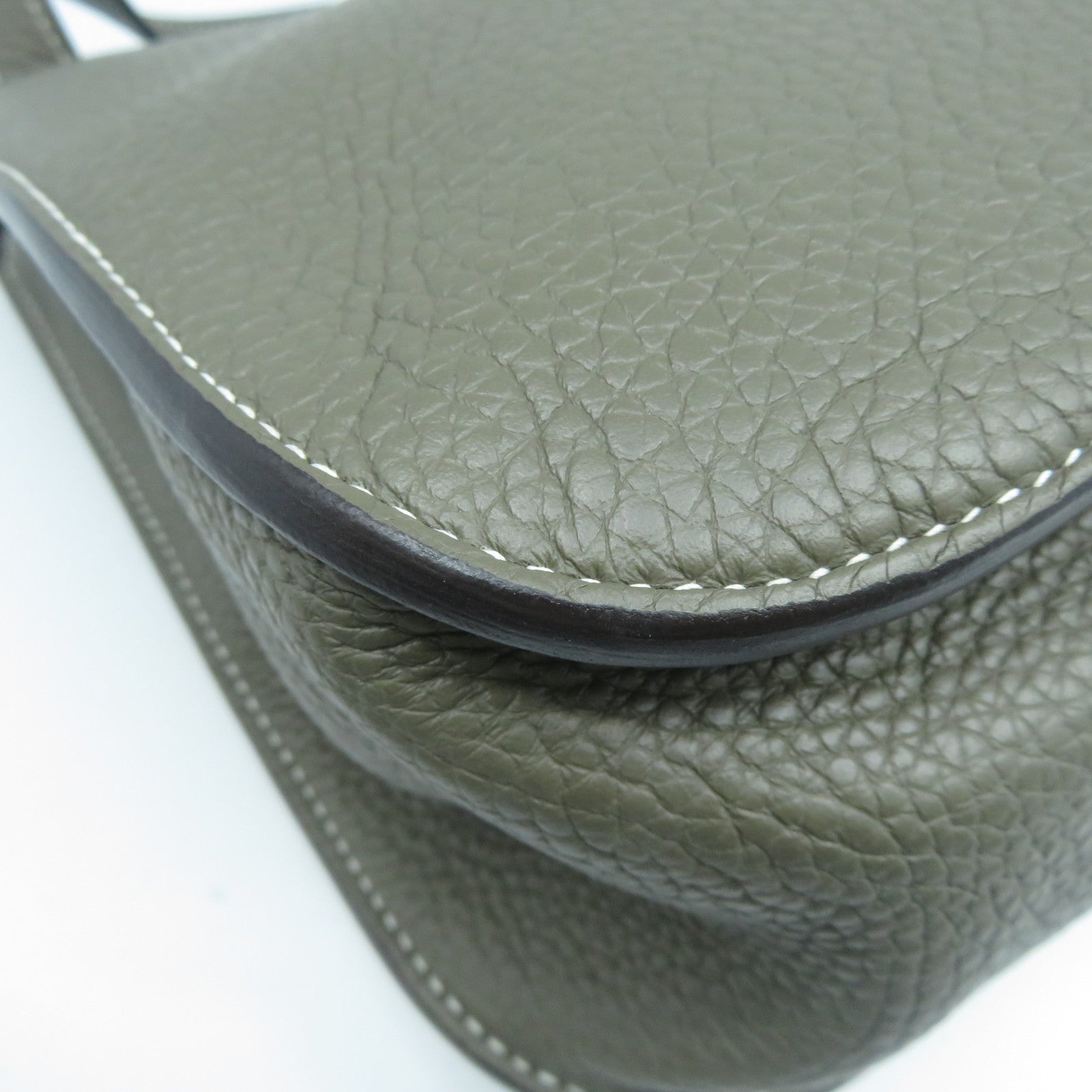 HERMES Clemence皮革Halzan 31銀扣手挽肩背兩用袋Etoupe大象灰色