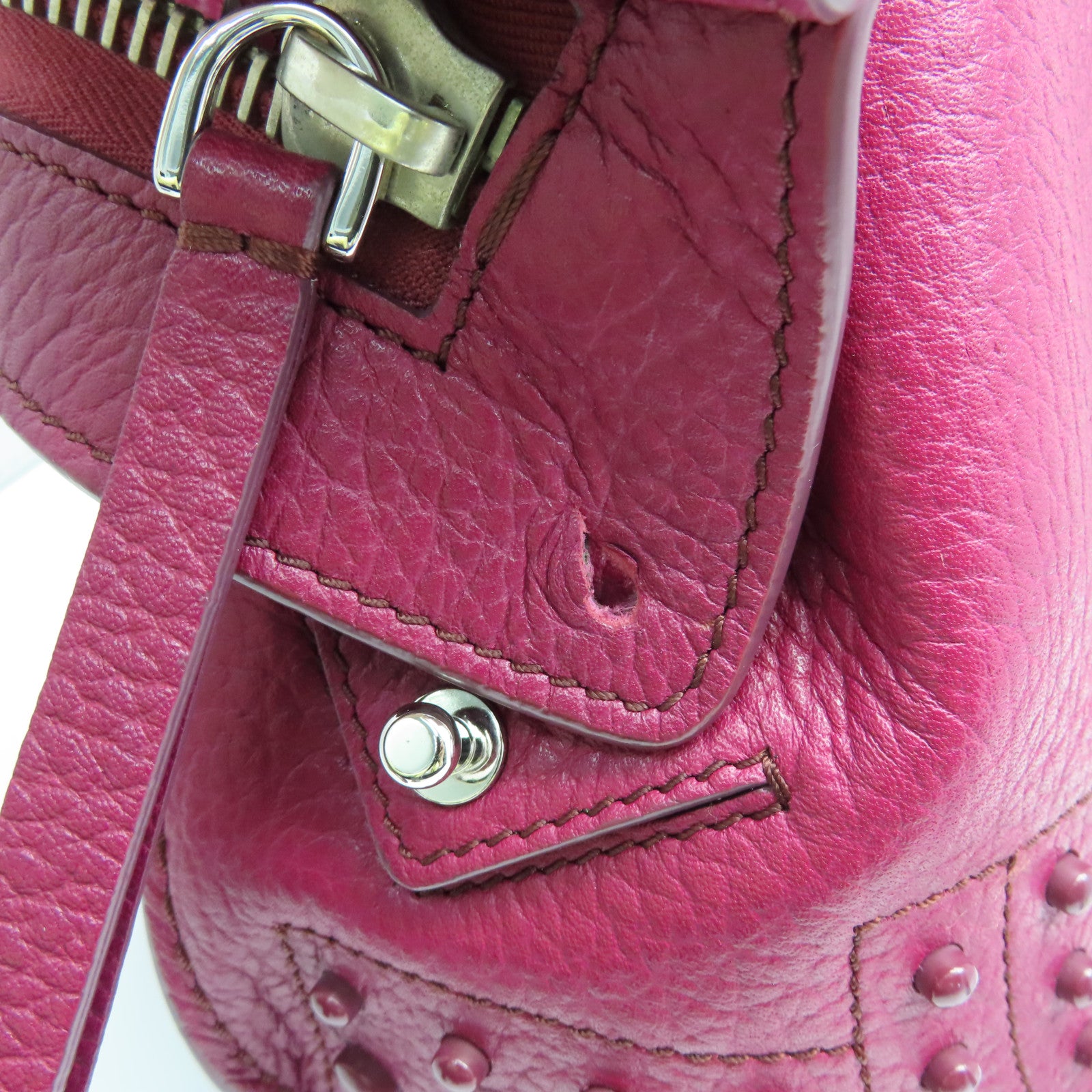 TOD'S 牛皮皮革2way Shoulder Bag银扣手挽肩背两用袋紫色
