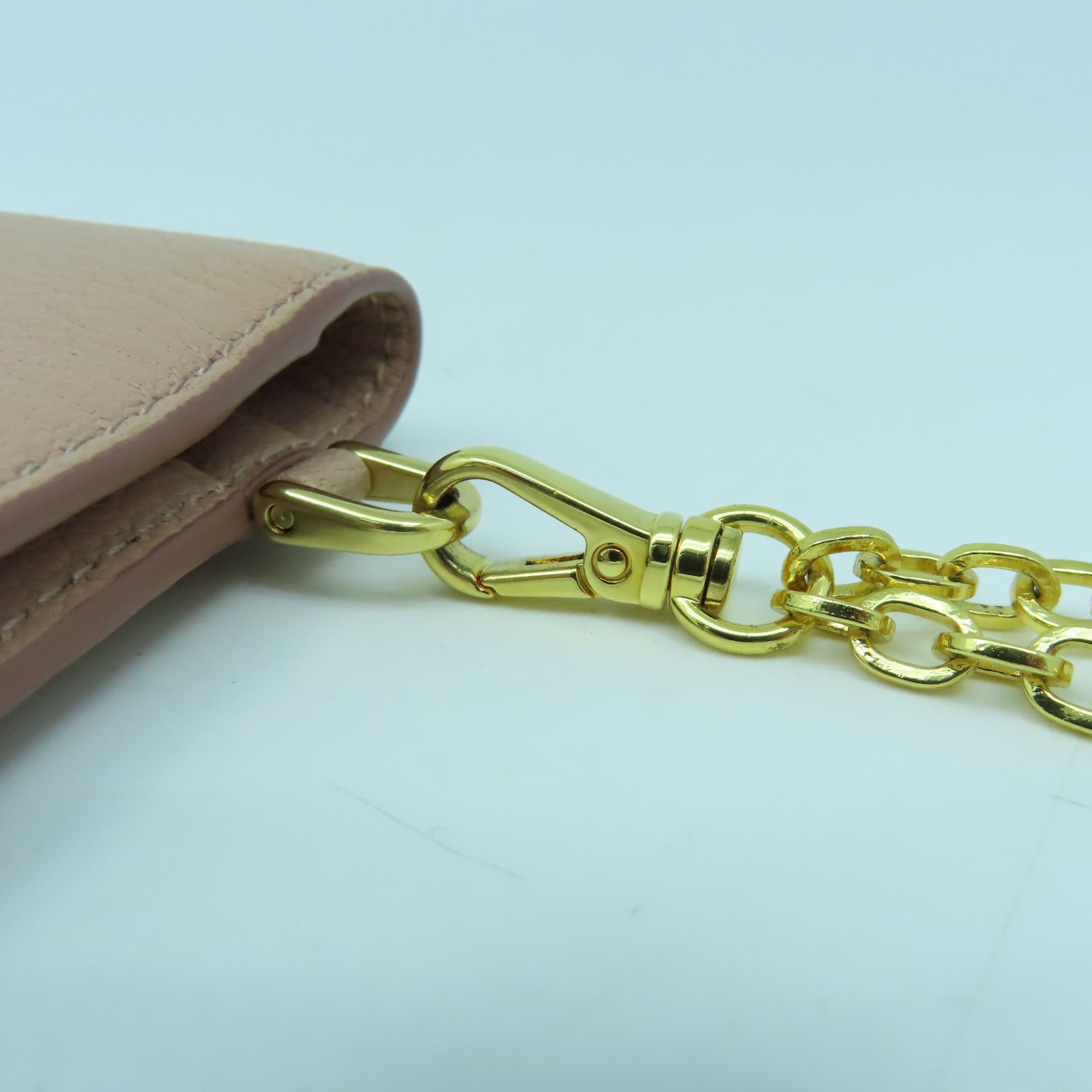 Miu Miu 牛皮皮革Card Case金扣卡片套粉紅色
