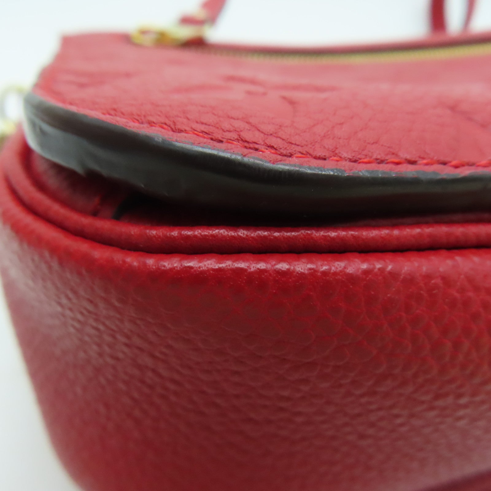 LOUIS VUITTON Monogram Empreinte Pochette Metis Gold Buckle Chain Shoulder Bag Red