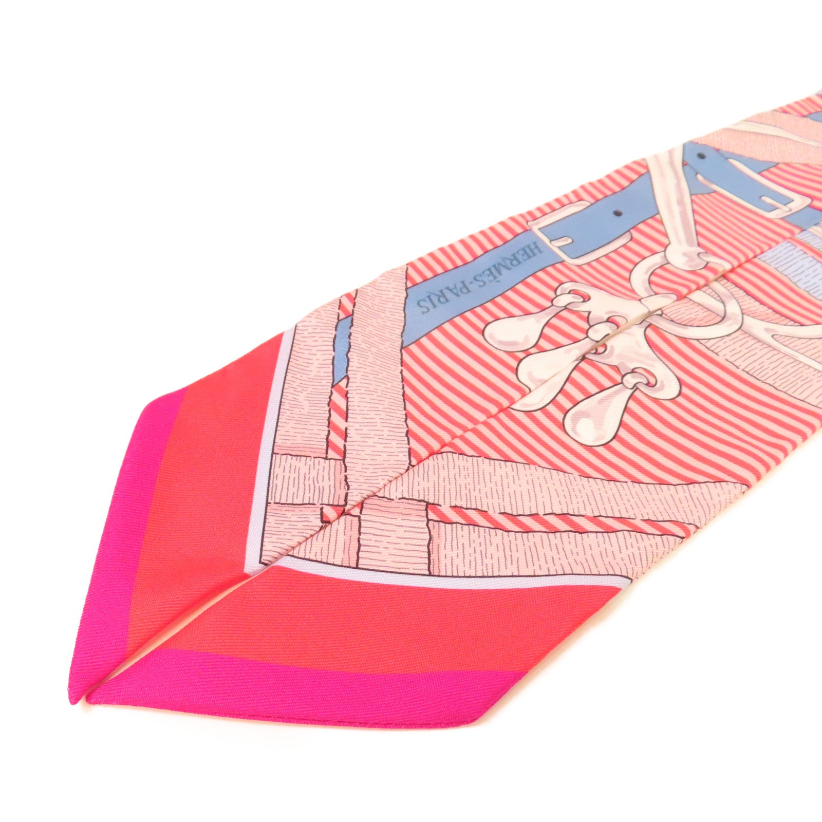 HERMES 絲質Twilly Scarf絲巾紅色/粉紅色/彩色
