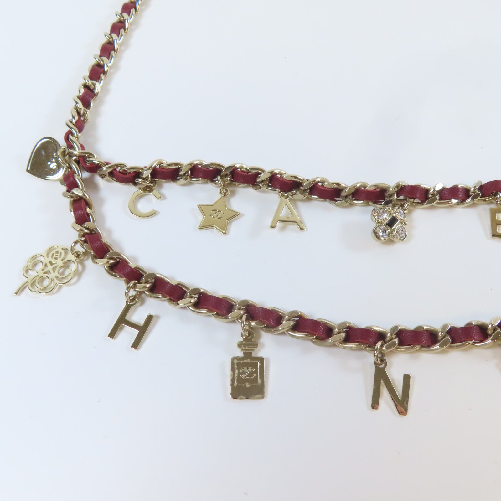 CHANEL 羊皮皮革/金屬Chain Belt金扣鏈帶紅色/金色