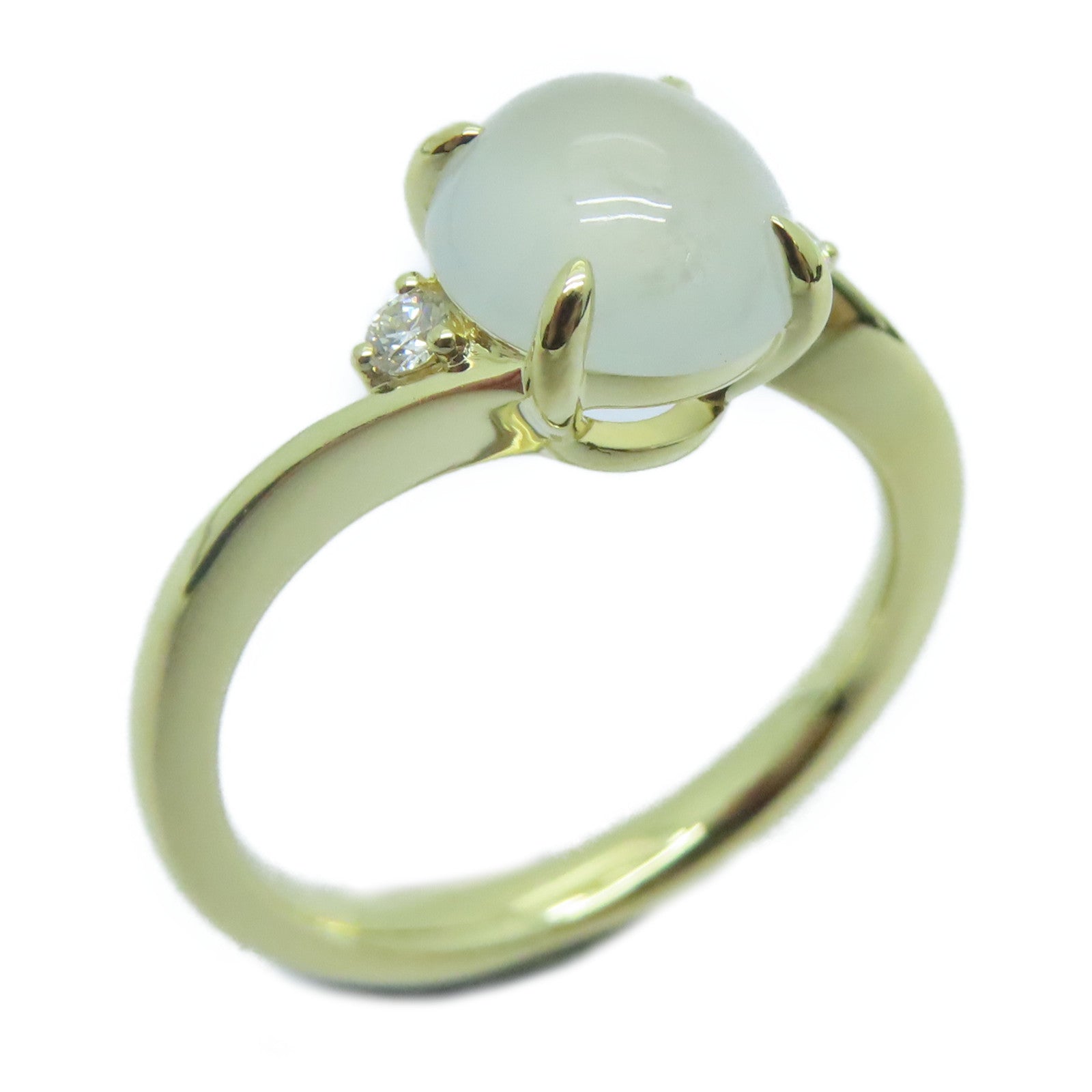 JEWELRY 【激减优惠】18K黄金Jade Ring 1.96ct翡翠/0.047ct钻石戒指#10.5