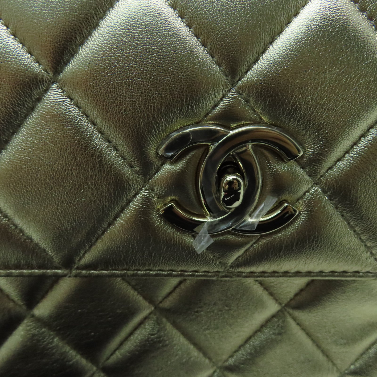 CHANEL 牛皮皮革Shoulder Bag金扣手挽肩背兩用袋金色