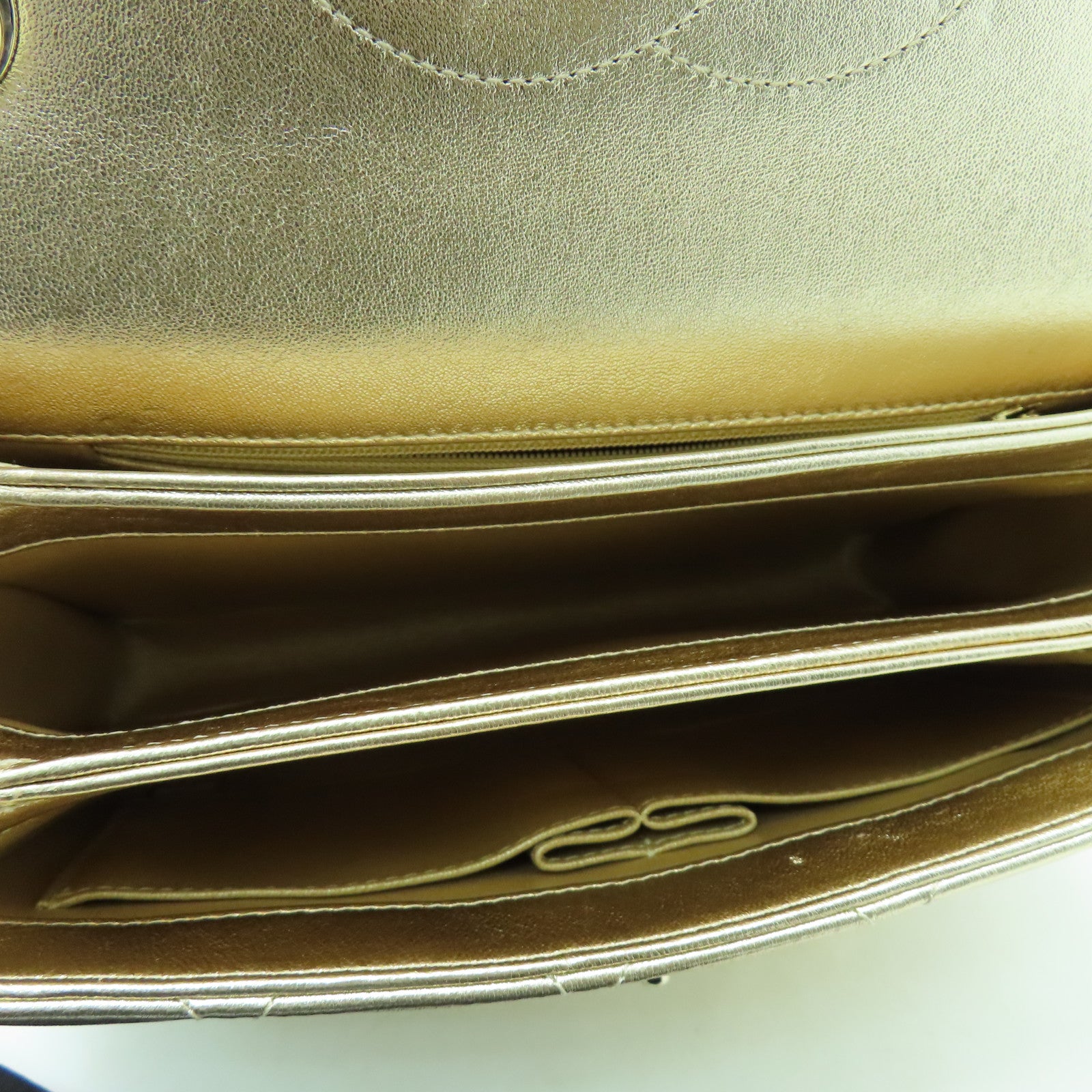 CHANEL 牛皮皮革Shoulder Bag金扣手挽肩背兩用袋金色