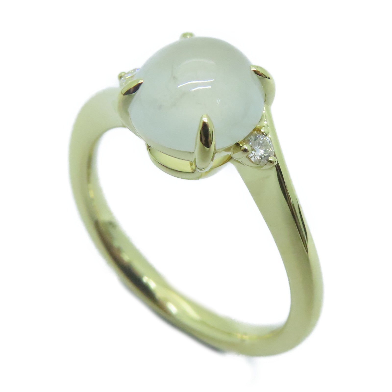 JEWELRY 【激减优惠】18K黄金Jade Ring 1.96ct翡翠/0.047ct钻石戒指#10.5