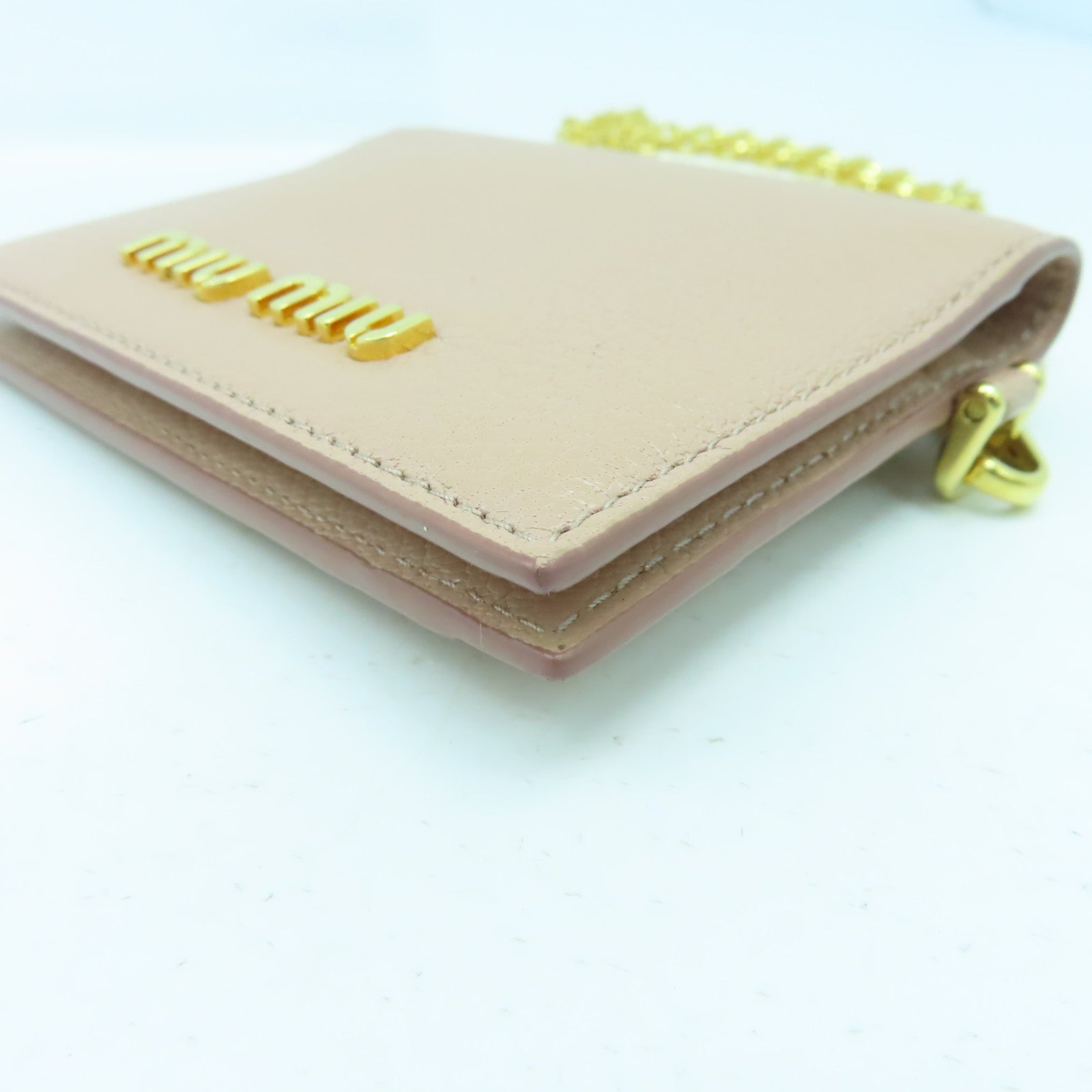 Miu Miu 牛皮皮革Card Case金扣卡片套粉紅色