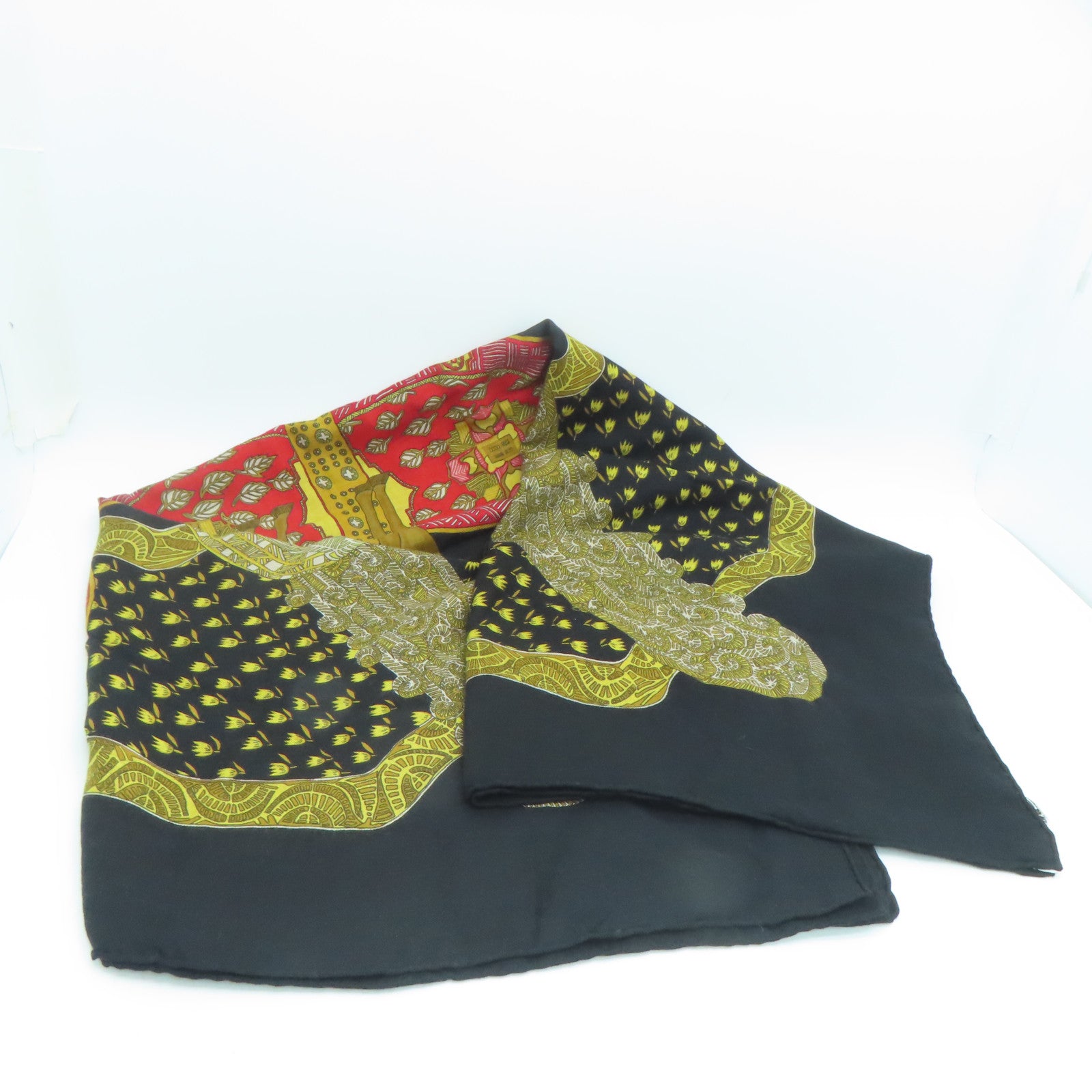 HERMES 羊绒Scarf围巾黑色啡色140x140cm