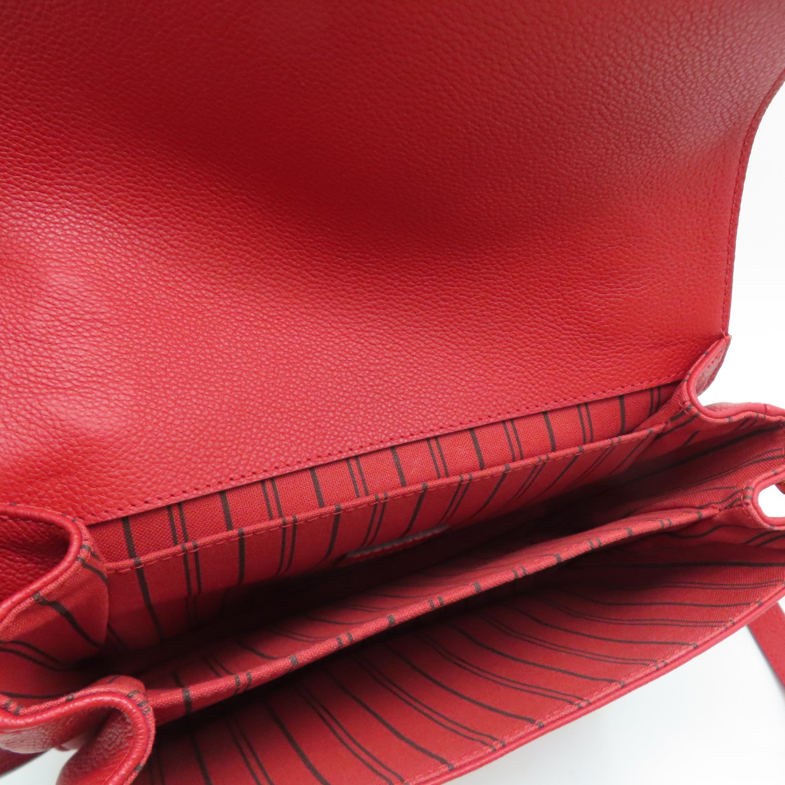 LOUIS VUITTON Monogram Empreinte Pochette Metis Gold Buckle Chain Shoulder Bag Red