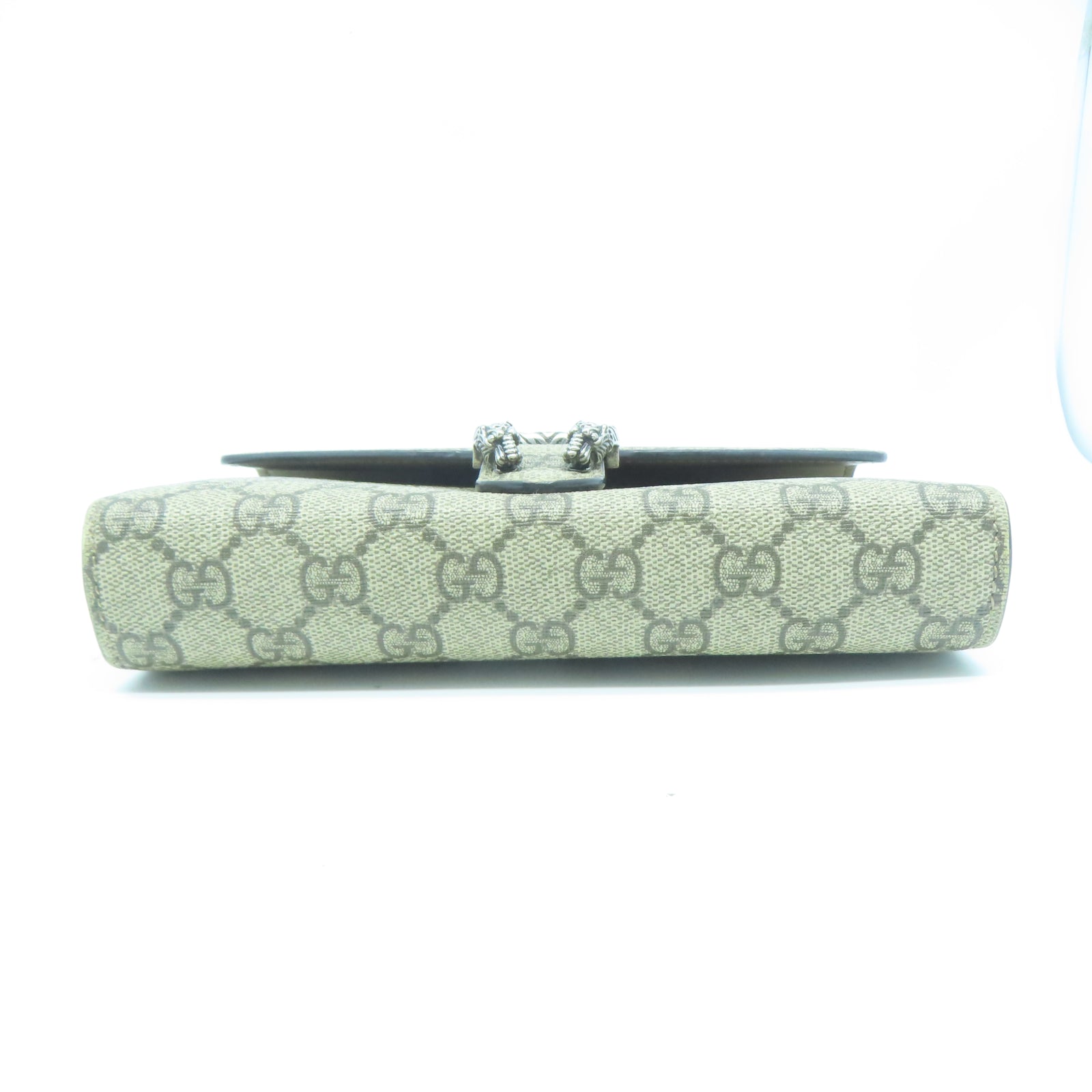 GUCCI 塗層帆布GG Supreme帆布Diongsus Chain Wallet銀扣鏈帶肩背袋米色