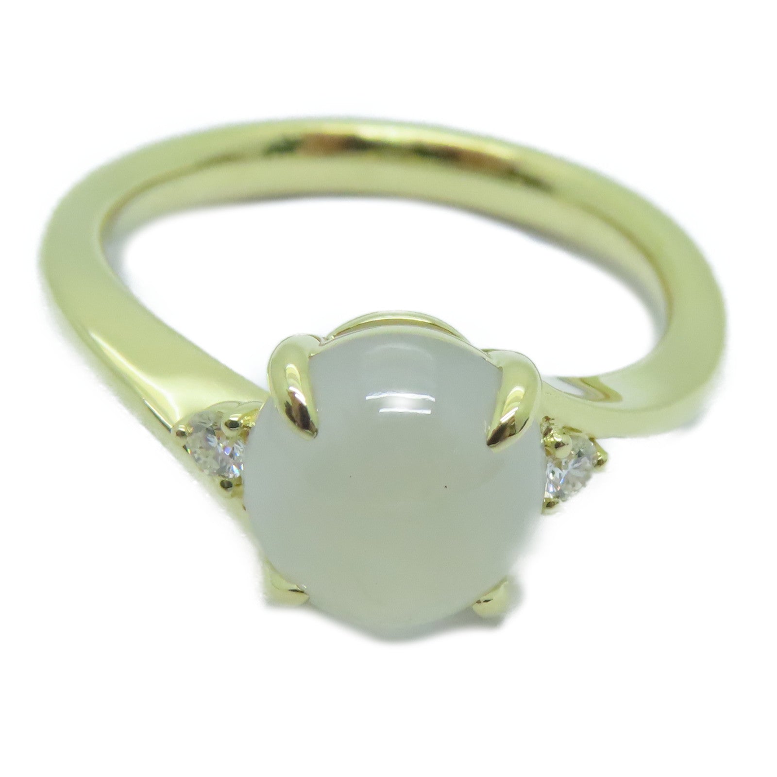 JEWELRY 【激减优惠】18K黄金Jade Ring 1.96ct翡翠/0.047ct钻石戒指#10.5