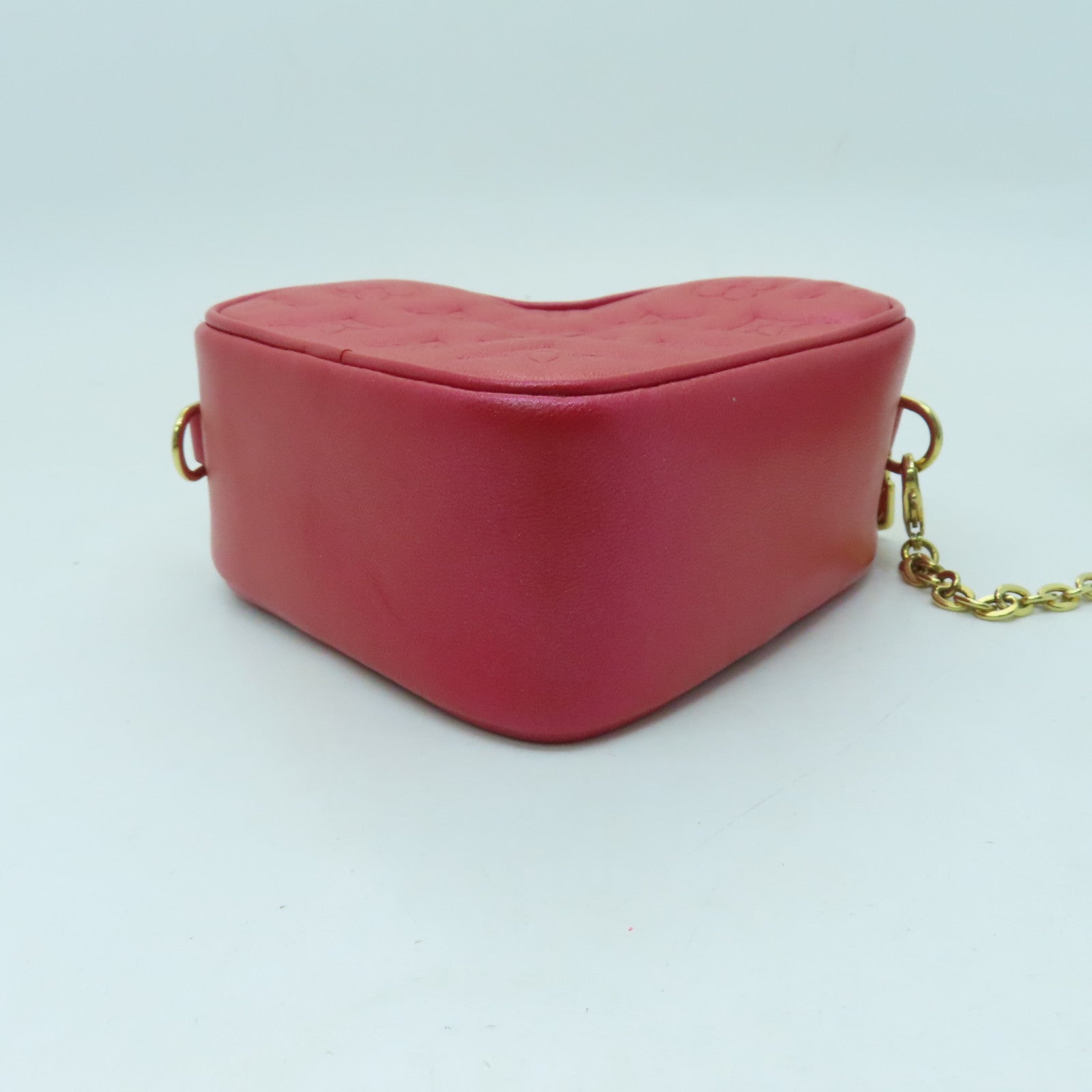LOUIS VUITTON Monogram Heart On Chain金扣肩背袋红色