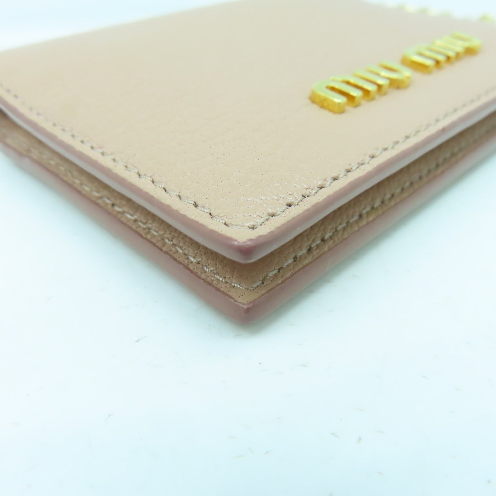 Miu Miu 牛皮皮革Card Case金扣卡片套粉紅色