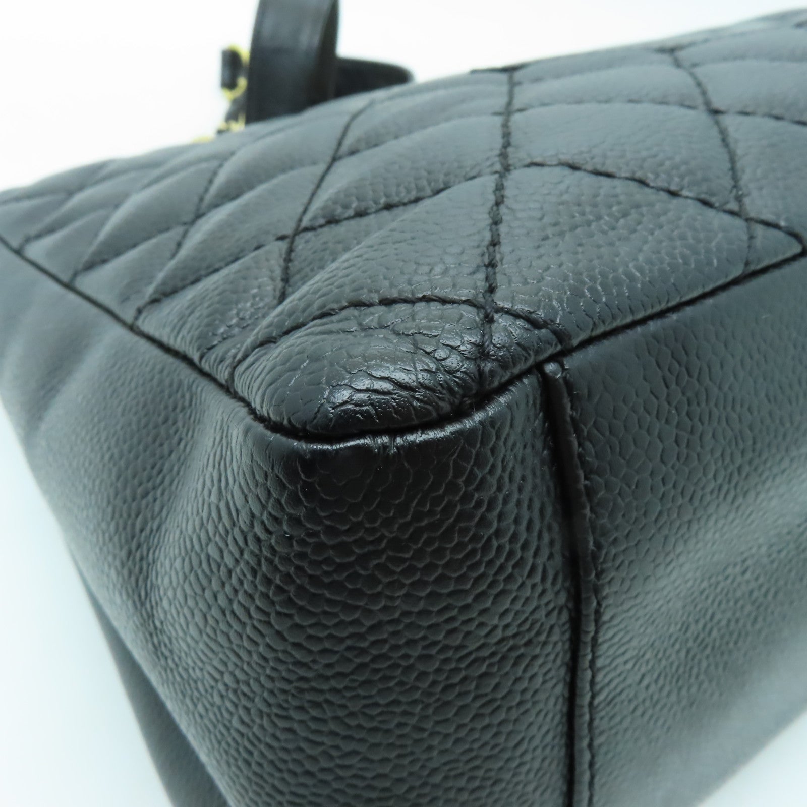 CHANEL 菱格Caviar皮革GST Tote金扣肩背袋黑色