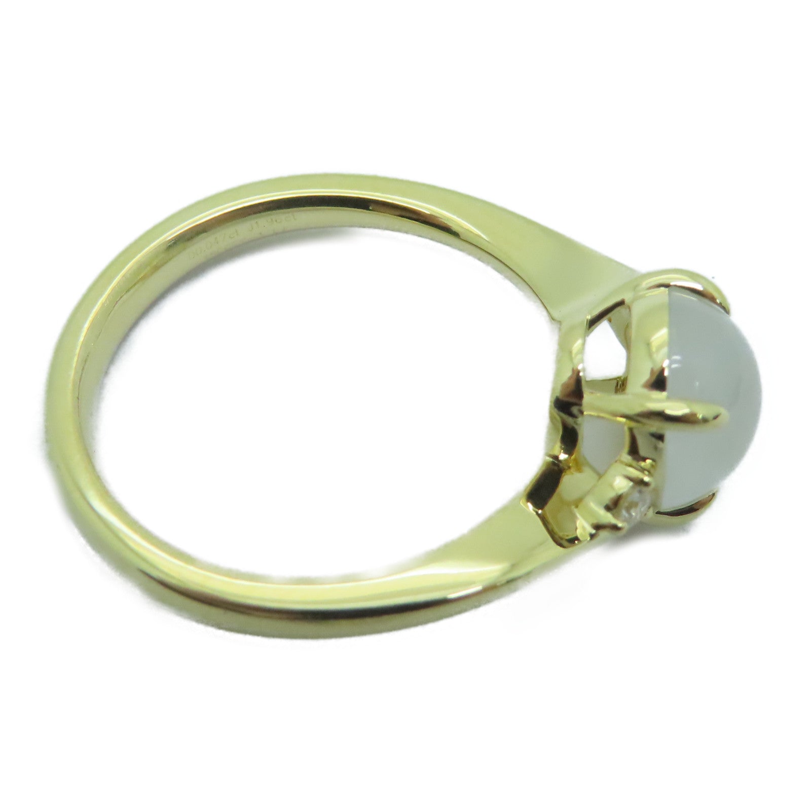 JEWELRY 【激减优惠】18K黄金Jade Ring 1.96ct翡翠/0.047ct钻石戒指#10.5