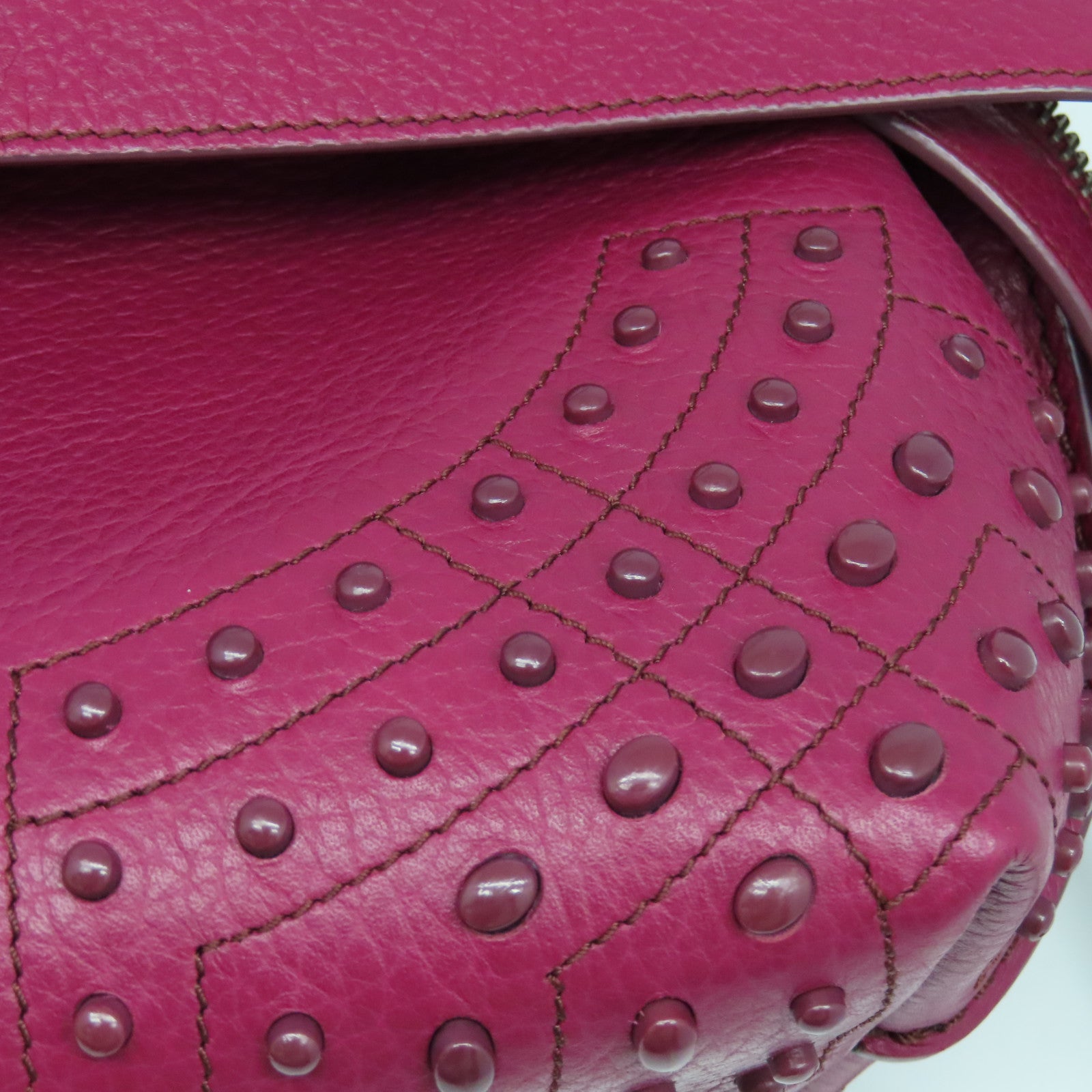 TOD'S 牛皮皮革2way Shoulder Bag银扣手挽肩背两用袋紫色