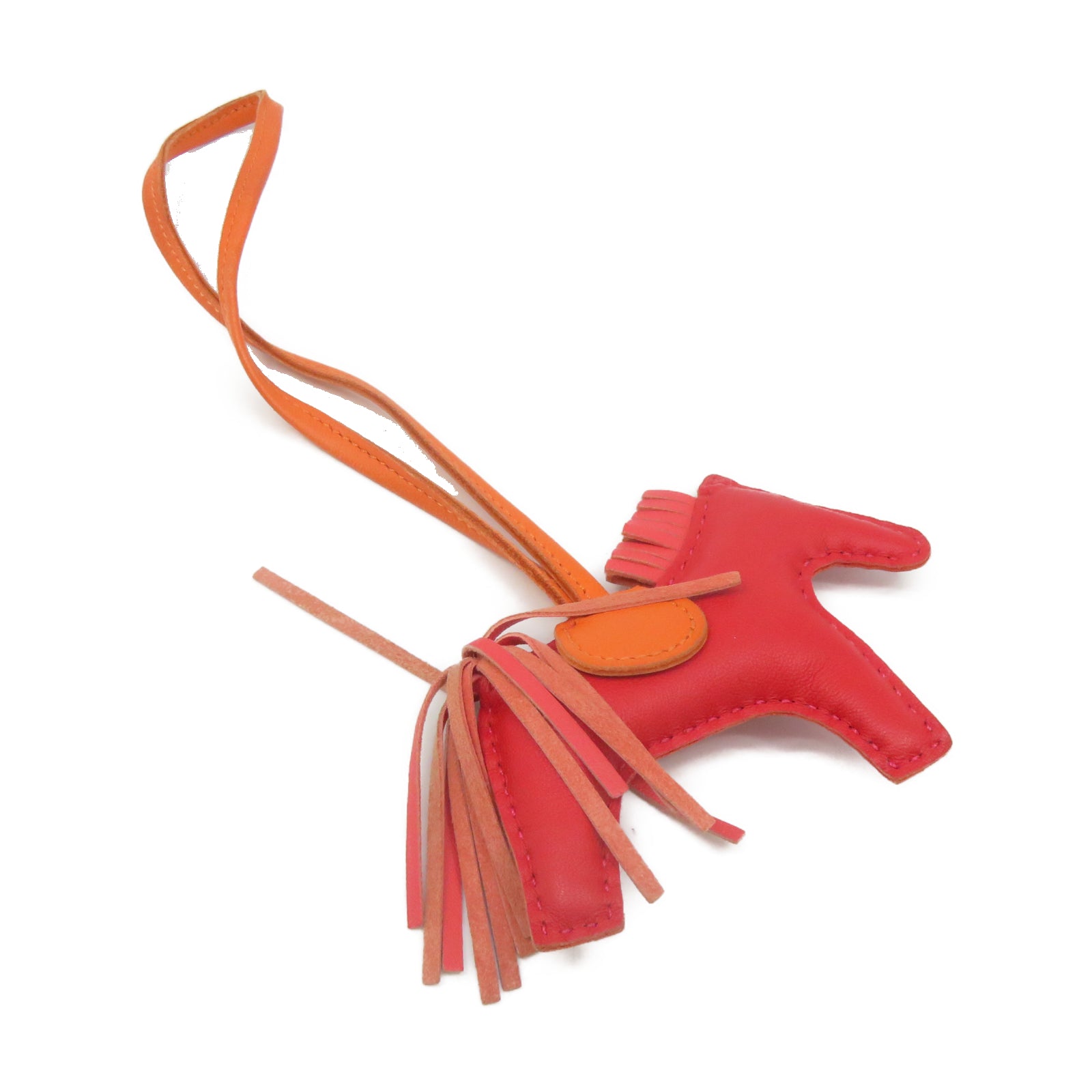 HERMES Swift Leather Rodeo PM Charm Red/Orange