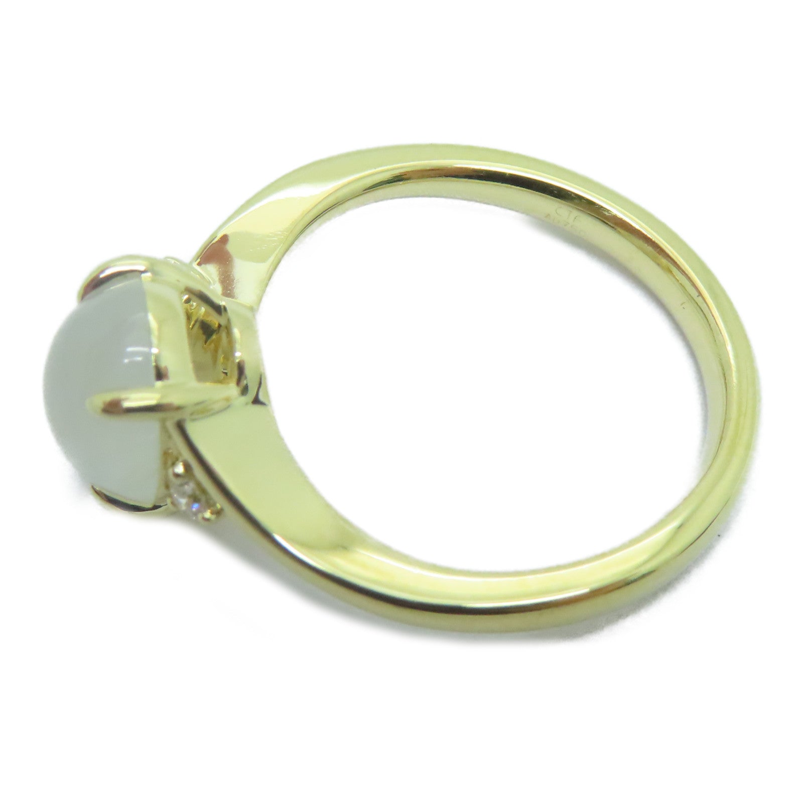 JEWELRY 【激减优惠】18K黄金Jade Ring 1.96ct翡翠/0.047ct钻石戒指#10.5