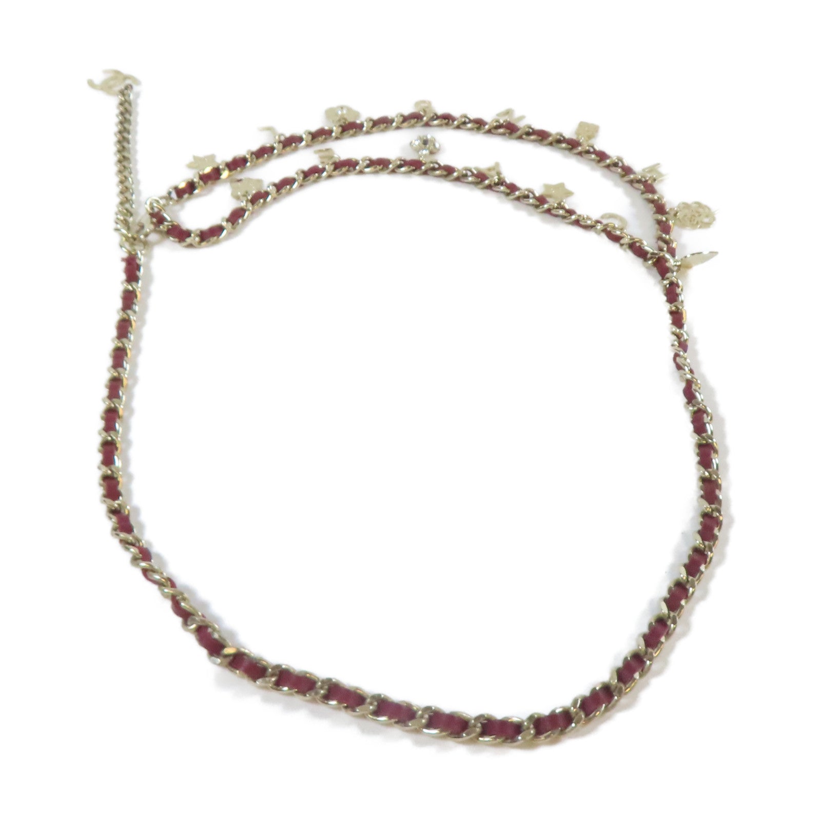 CHANEL 羊皮皮革/金屬Chain Belt金扣鏈帶紅色/金色