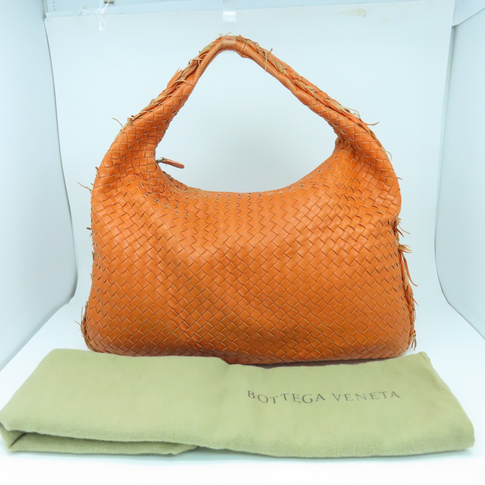BOTTEGA VENETA 羊皮皮革Shoulder Bag銀扣肩背袋橙色