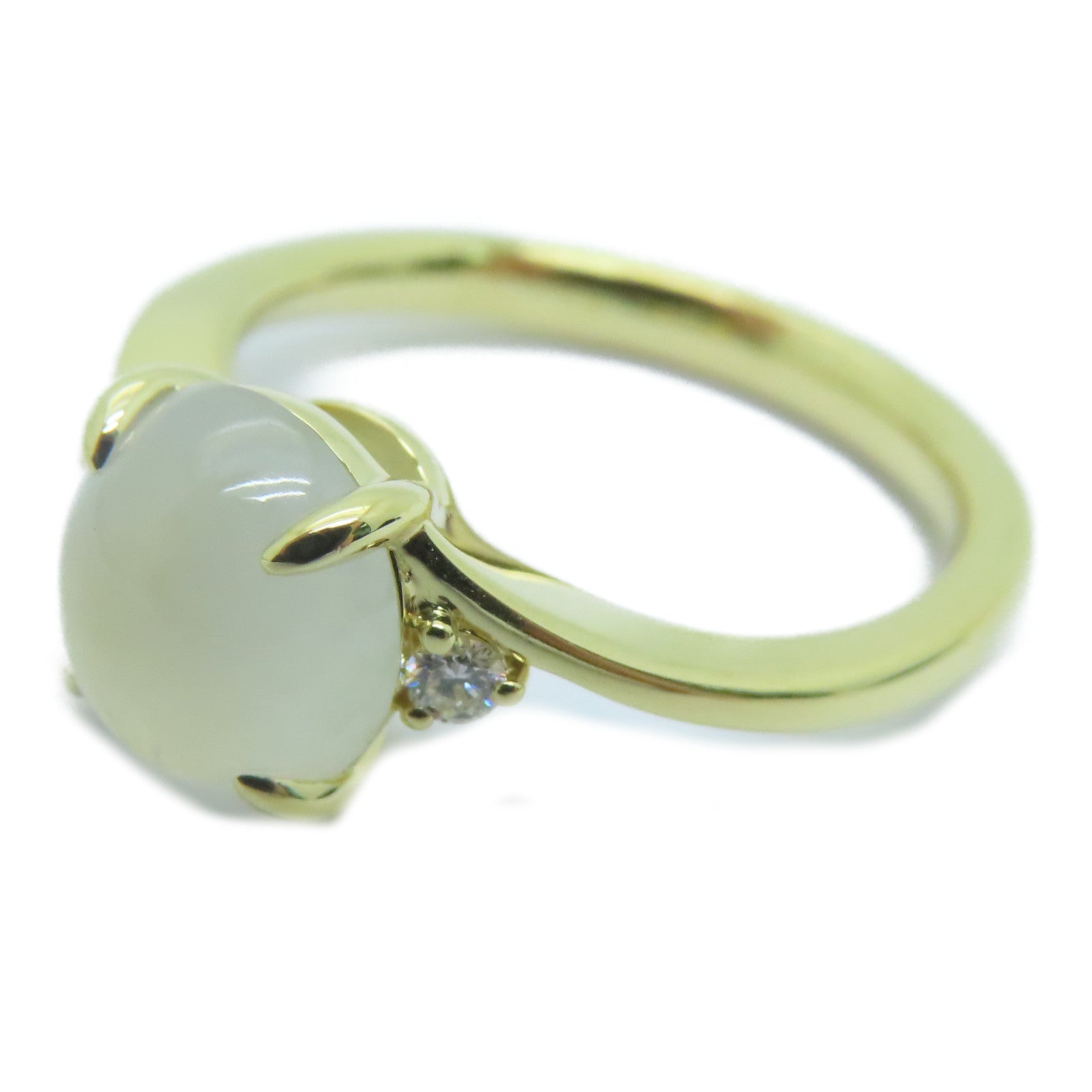 JEWELRY 【激减优惠】18K黄金Jade Ring 1.96ct翡翠/0.047ct钻石戒指#10.5