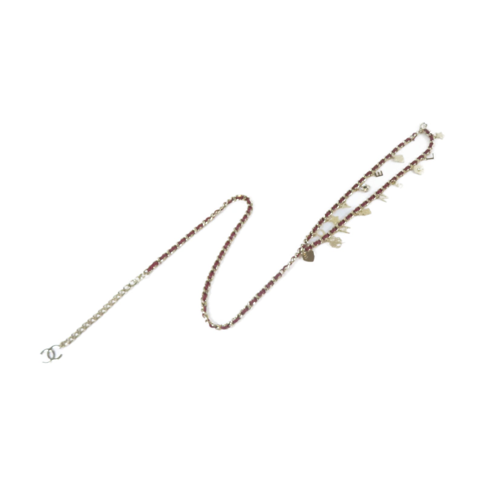 CHANEL 羊皮皮革/金屬Chain Belt金扣鏈帶紅色/金色