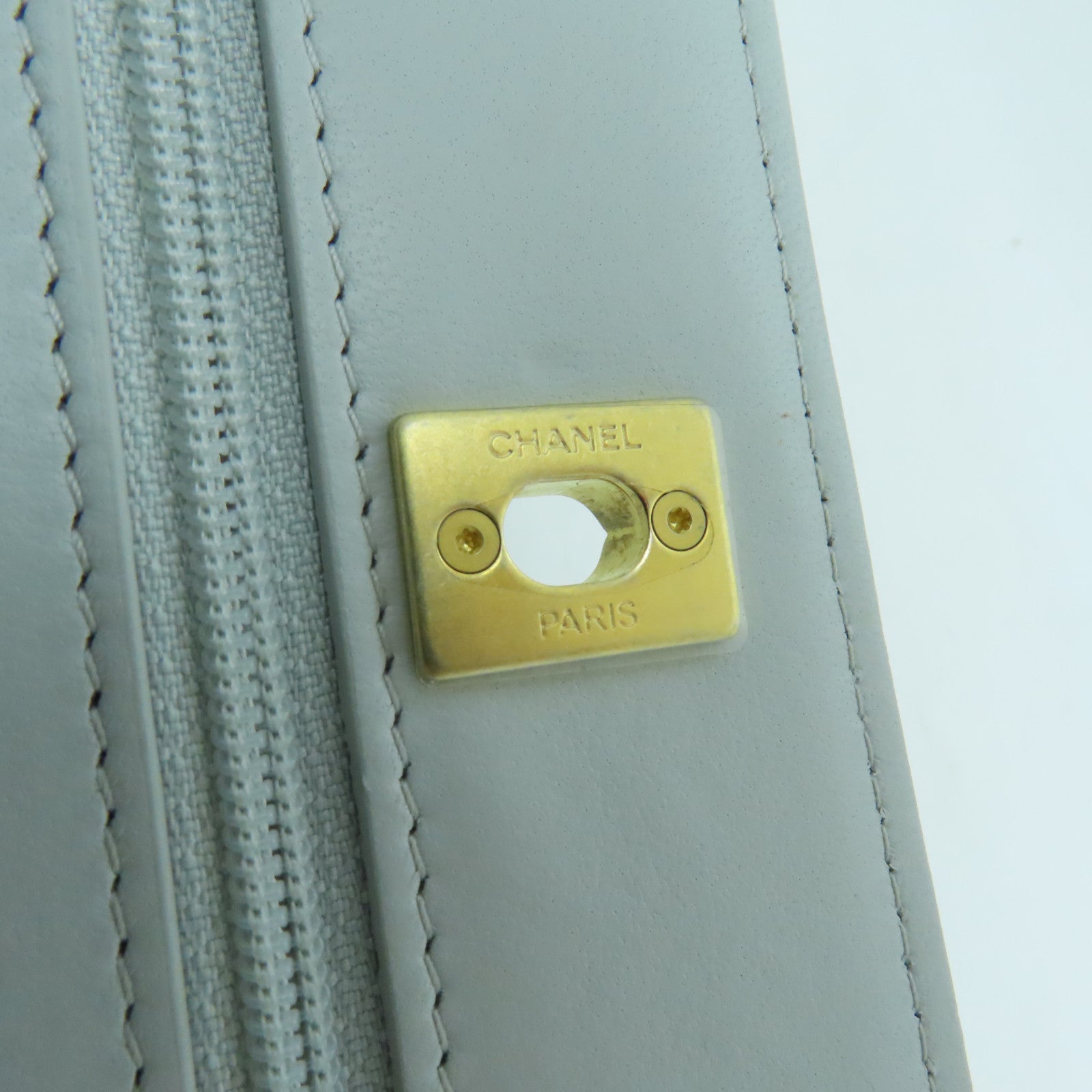 CHANEL rhombus sheepskin leather Woc gold buckle strap shoulder bag light green
