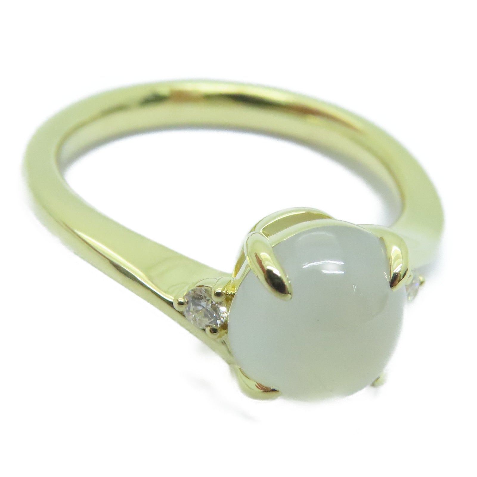 JEWELRY 【激减优惠】18K黄金Jade Ring 1.96ct翡翠/0.047ct钻石戒指#10.5