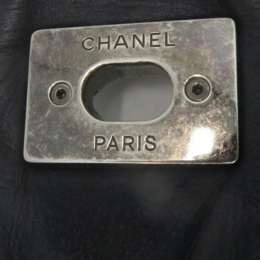 CHANEL [Sharp Reduction Offer] Cowhide Leather Hand Bag Silver Buckle Hand Bag Black