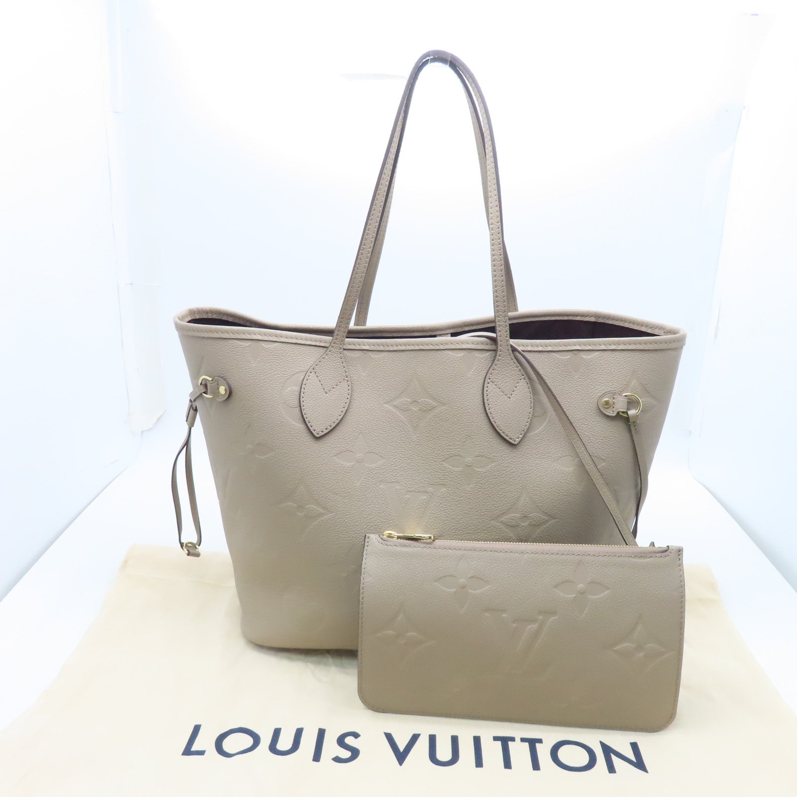 LOUIS VUITTON Monogram Empreinte Neverfull MM gold buckle handle - Main Image