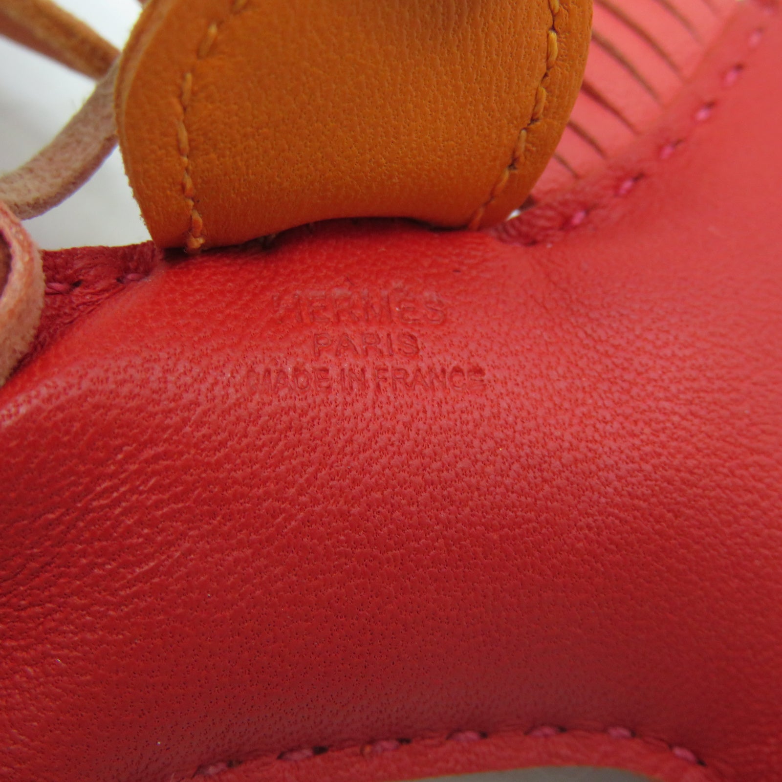 HERMES Swift Leather Rodeo PM Charm Red/Orange