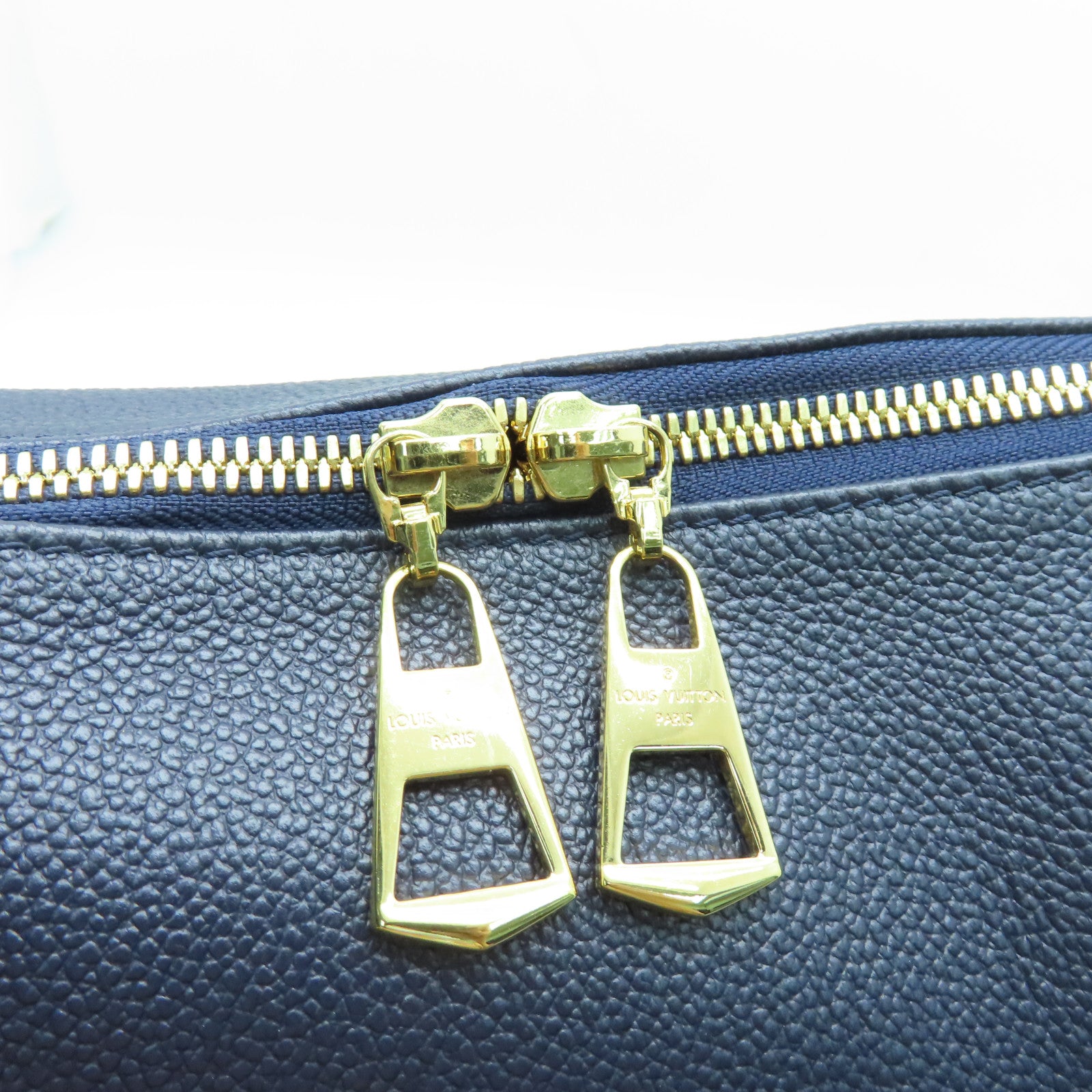 LOUIS VUITTON Monogram Empreinte V Tote MM金扣手挽肩背两用袋深蓝色